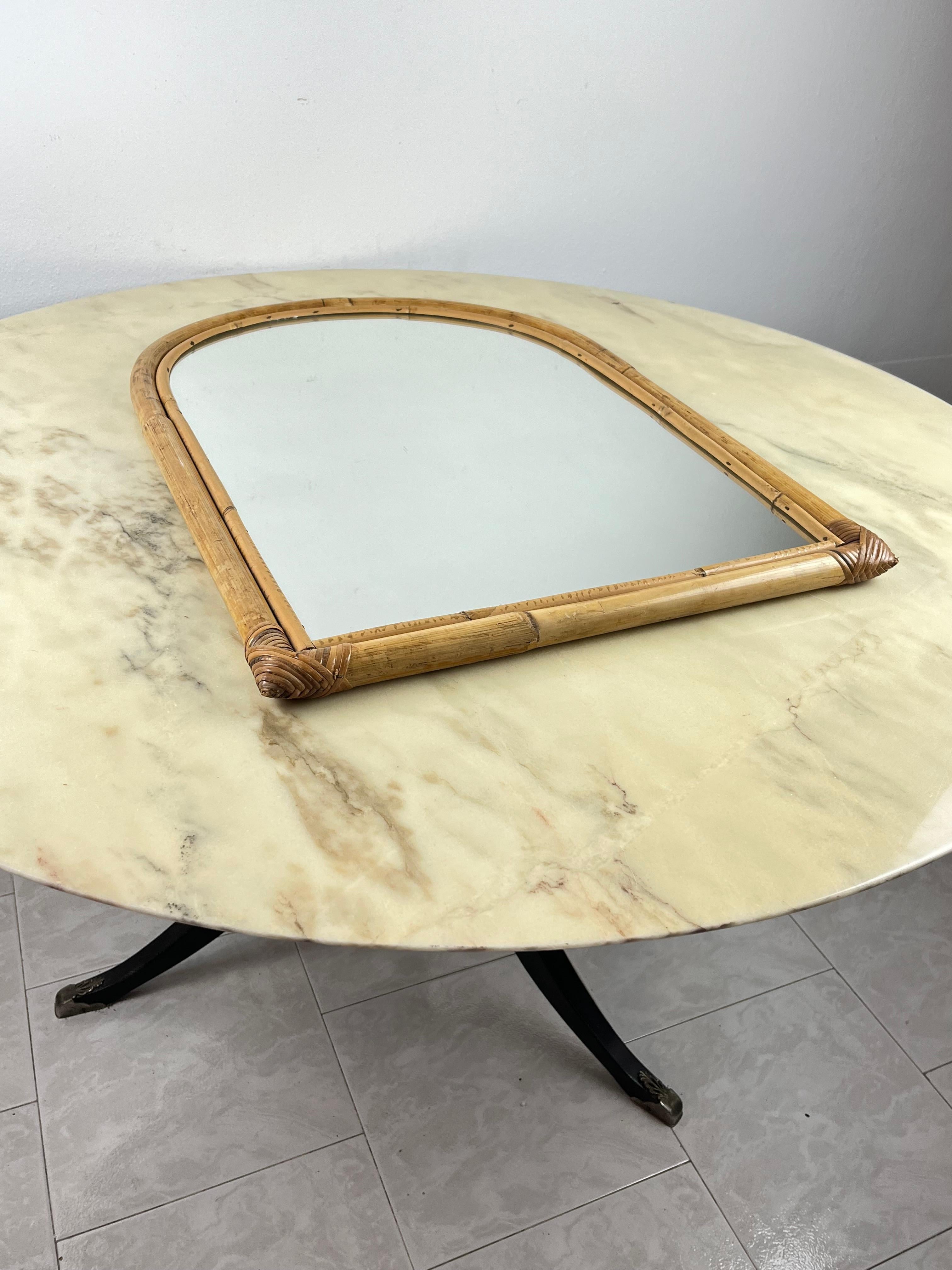 Italian Vintage Bamboo Mirror, Italy, 1970s For Sale