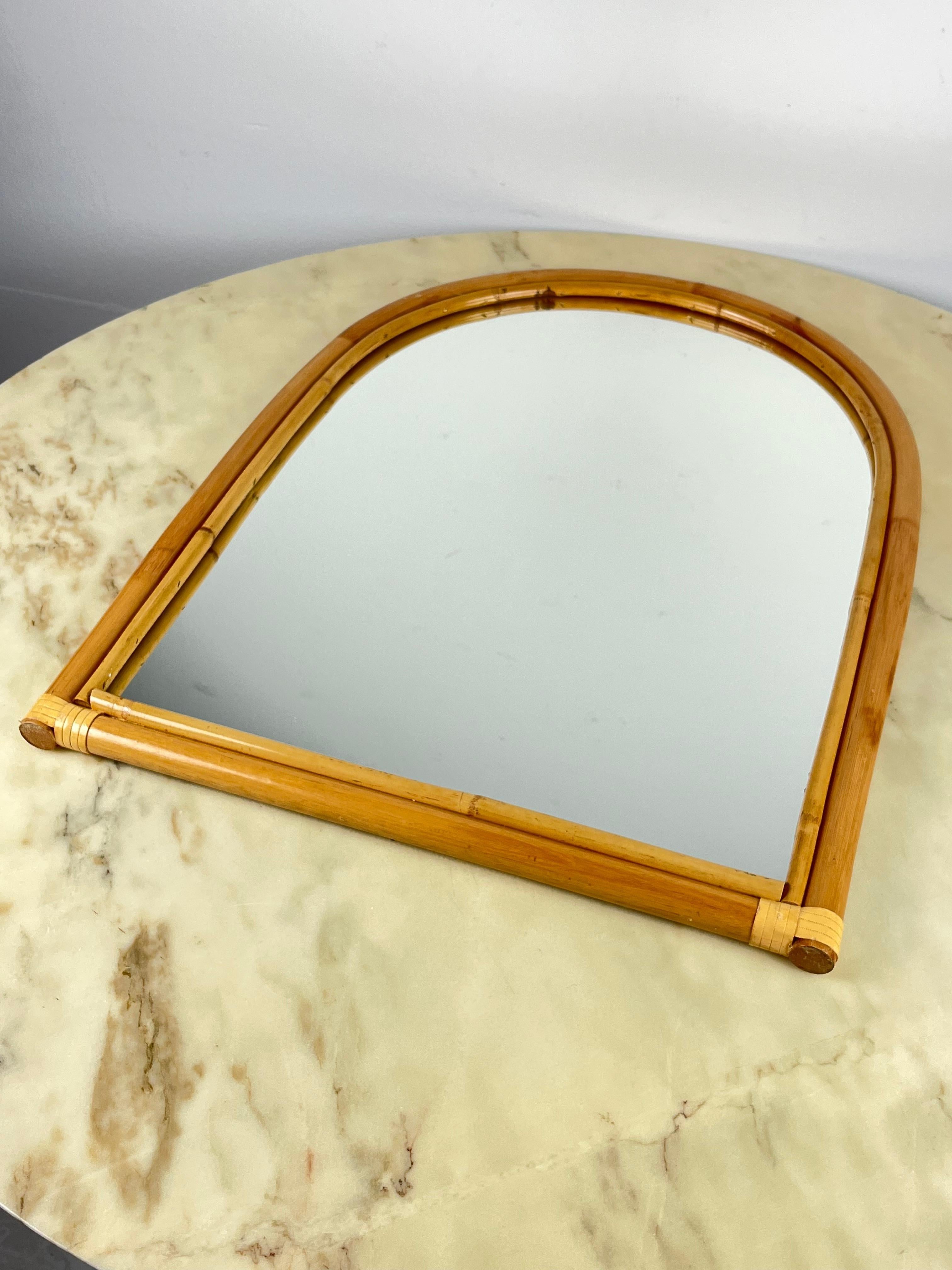 Other Vintage Bamboo Mirror, Italy, 1970s