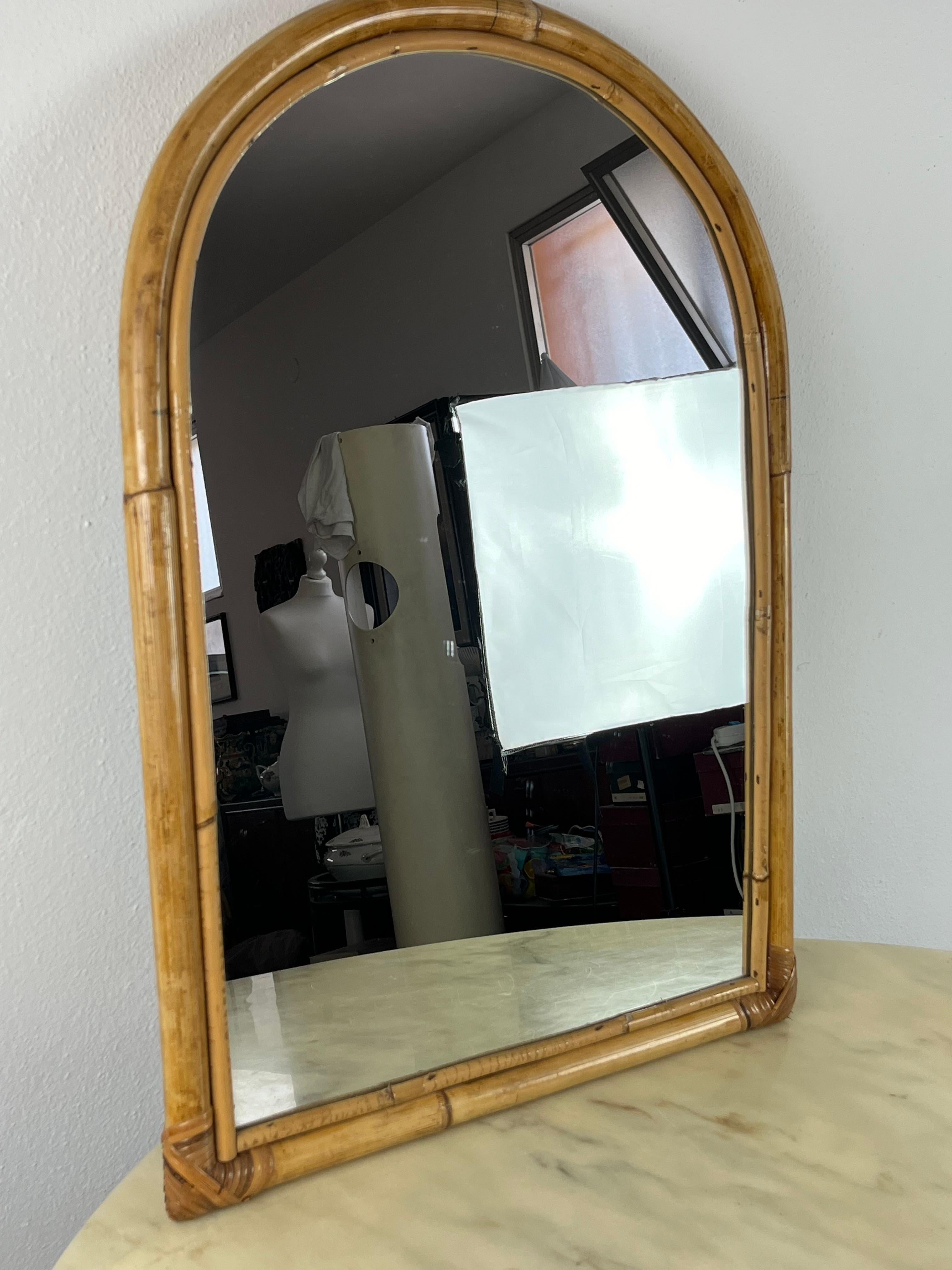 Other Vintage Bamboo Mirror, Italy, 1970s For Sale