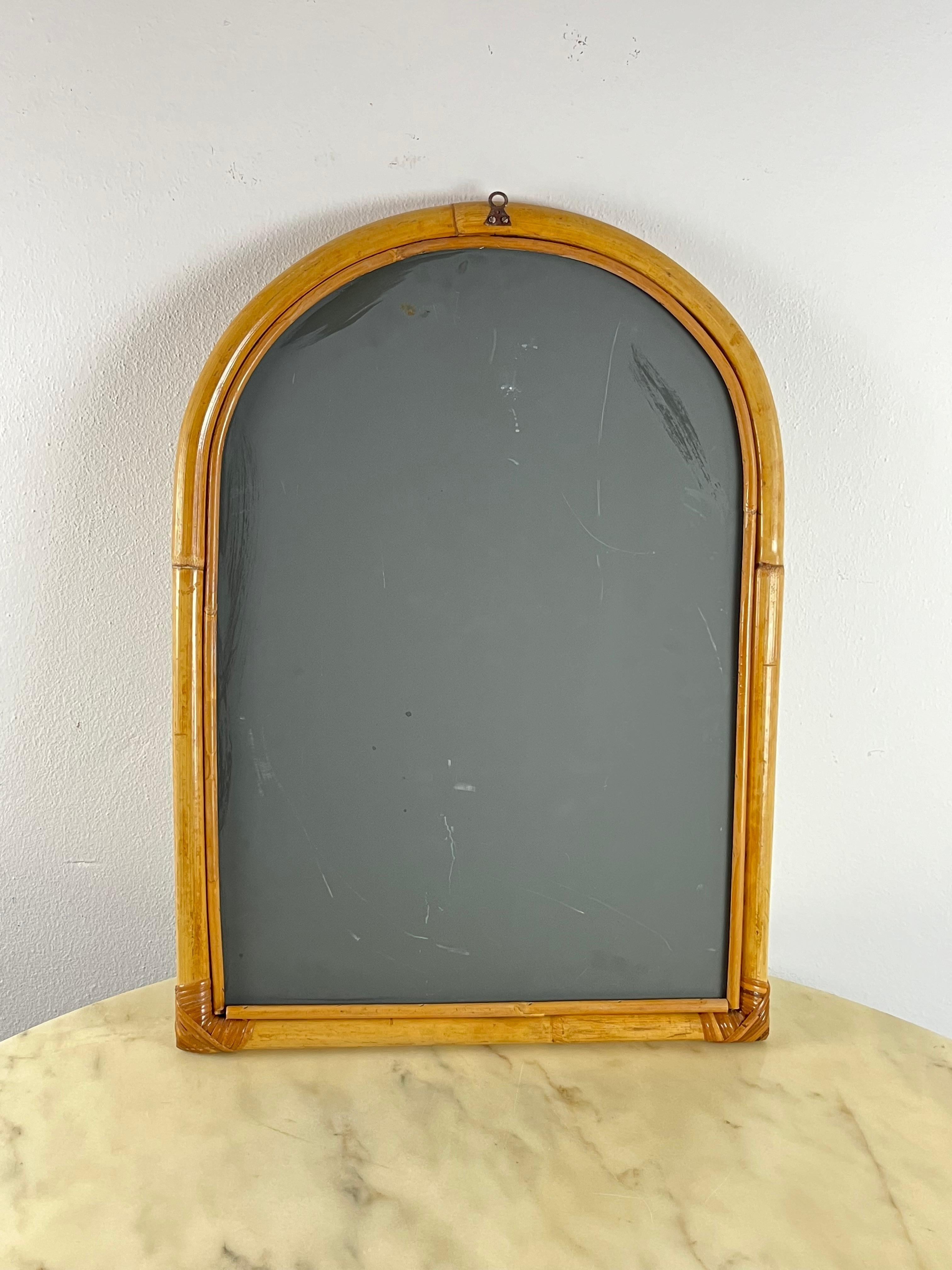 Vintage Bamboo Mirror, Italy, 1970s In Good Condition For Sale In Palermo, IT