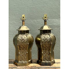 Lampade con motivi di bambù vintage - una coppia