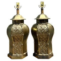 Vintage Bamboo Motif Lamps - A Pair