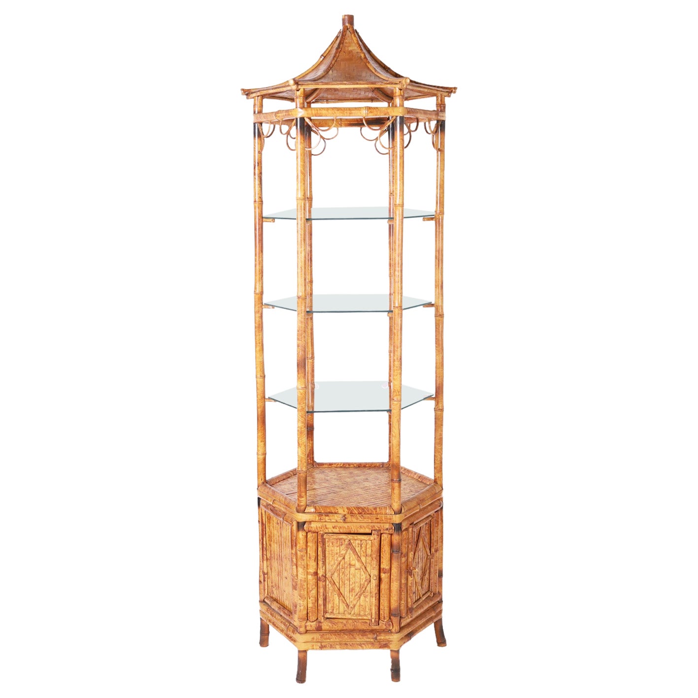 Vintage Bamboo Pagoda Etagere