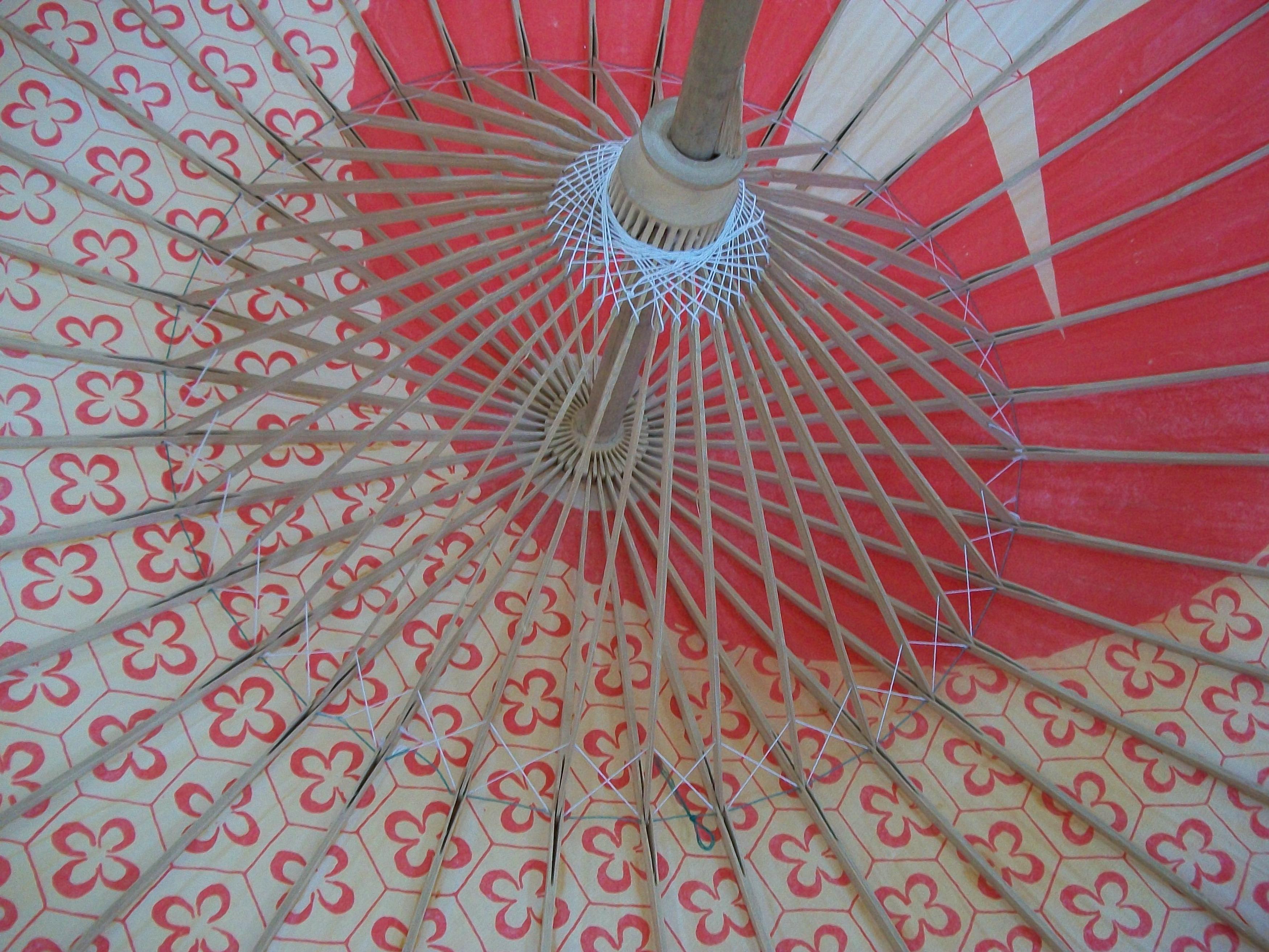 Vintage Bamboo & Paper Wagasa Umbrella with Orizuru Print - Japan - Circa 1950's For Sale 6