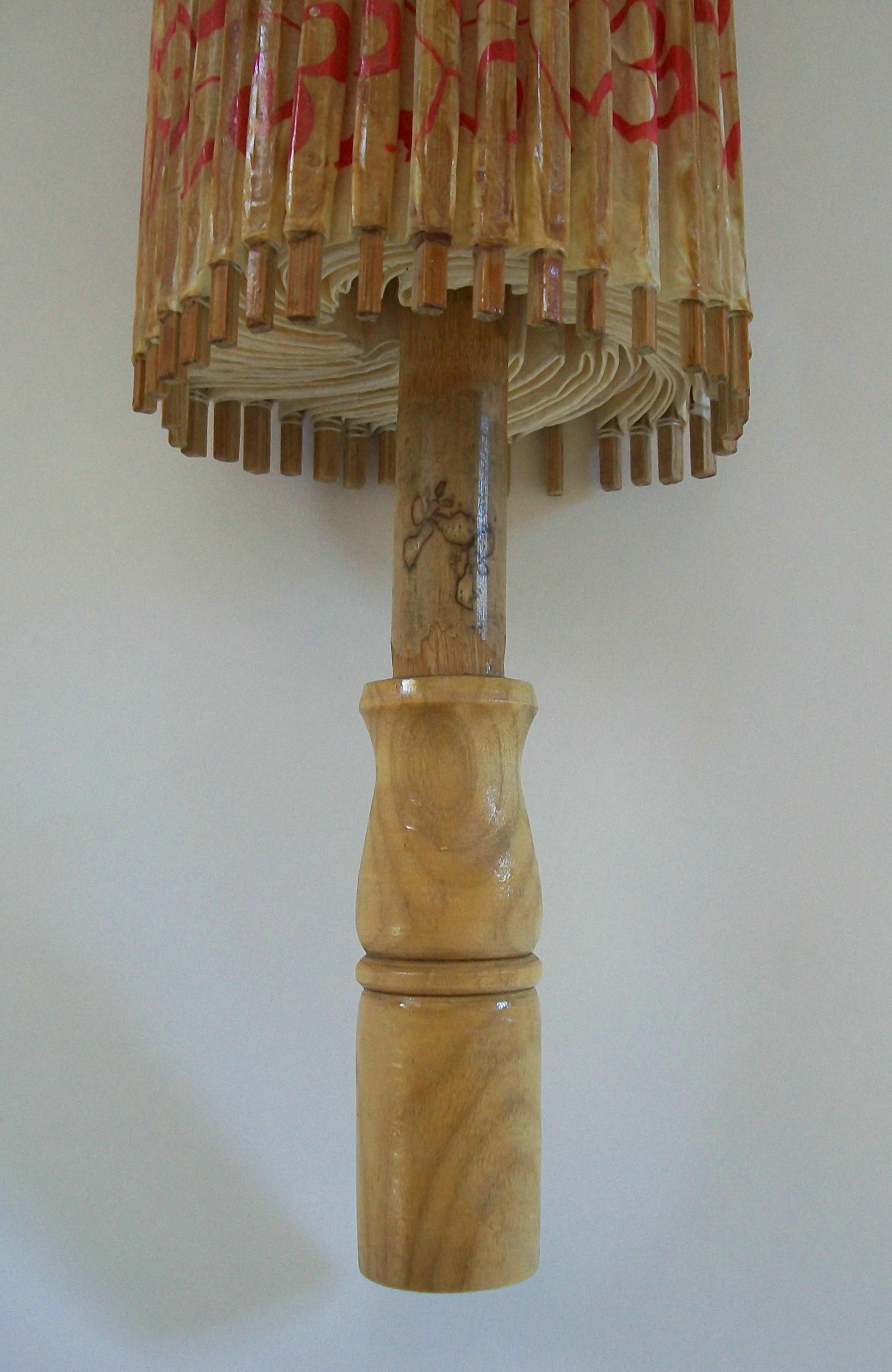 Vintage Bamboo & Paper Wagasa Umbrella with Orizuru Print - Japan - Circa 1950's For Sale 10