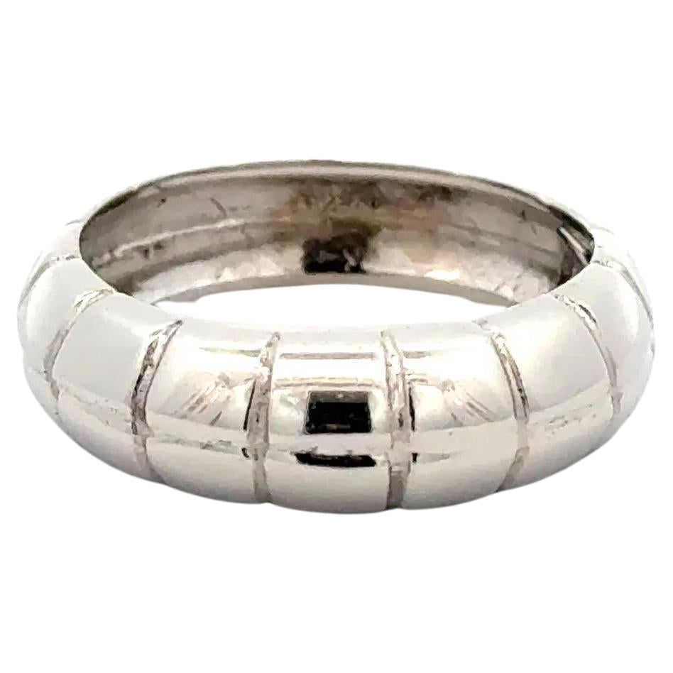 Vintage Bambus-Muster 6mm Weißgold Kuppel Band Ring