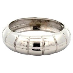 Anello a cupola in oro bianco da 6 mm con motivo bambù vintage