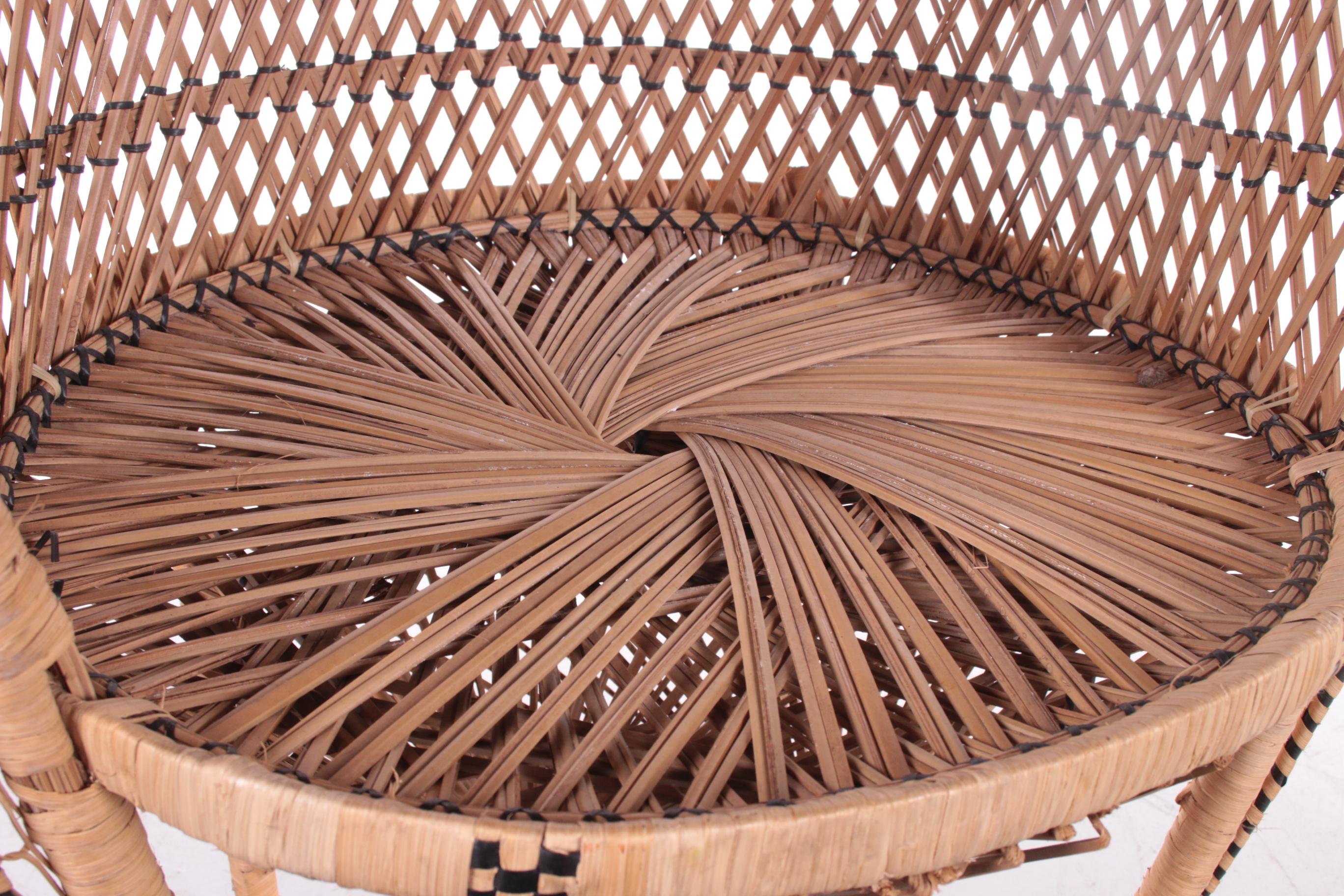 Vintage Bamboo Peacock Chair Emanuelle Chair, 1970 4