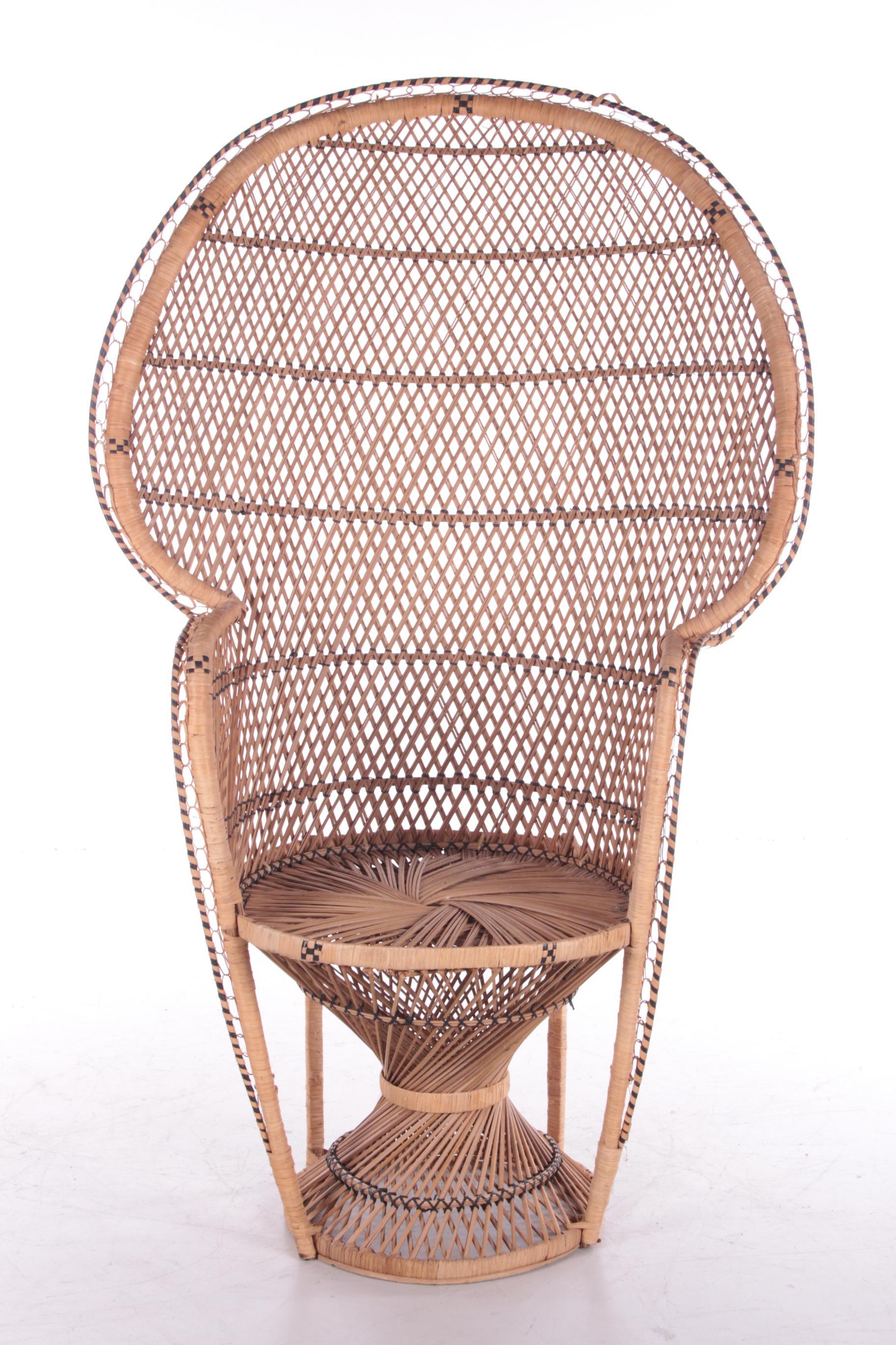 Bohemian Vintage Bamboo Peacock Chair Emanuelle Chair, 1970