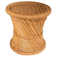 Vintage Bamboo Pencil Reed und Jute Drink Stand Tisch Hocker c 1970's