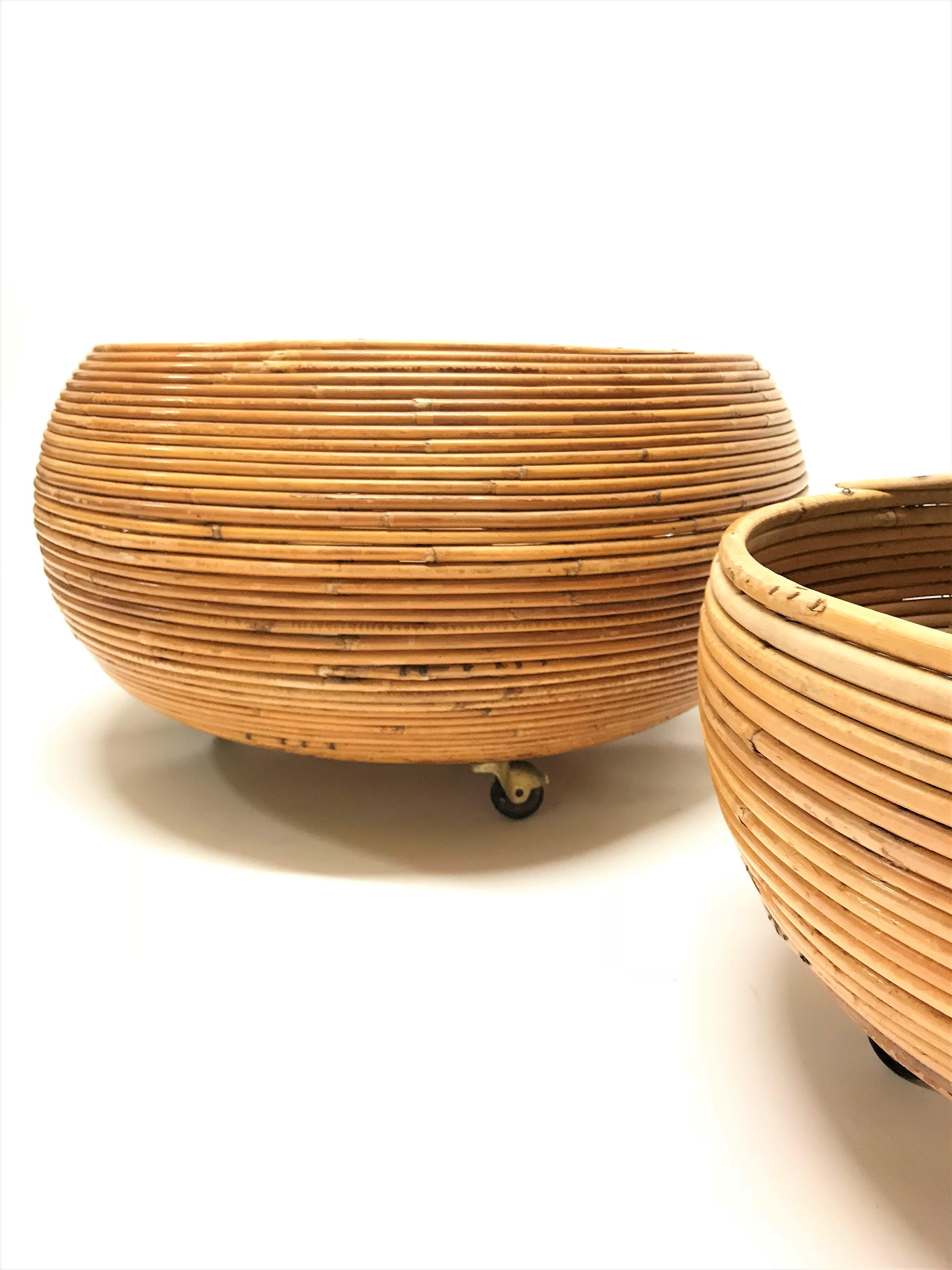 Vintage Bamboo Planters in the Style of Gabriella Crespi, 1960s 3
