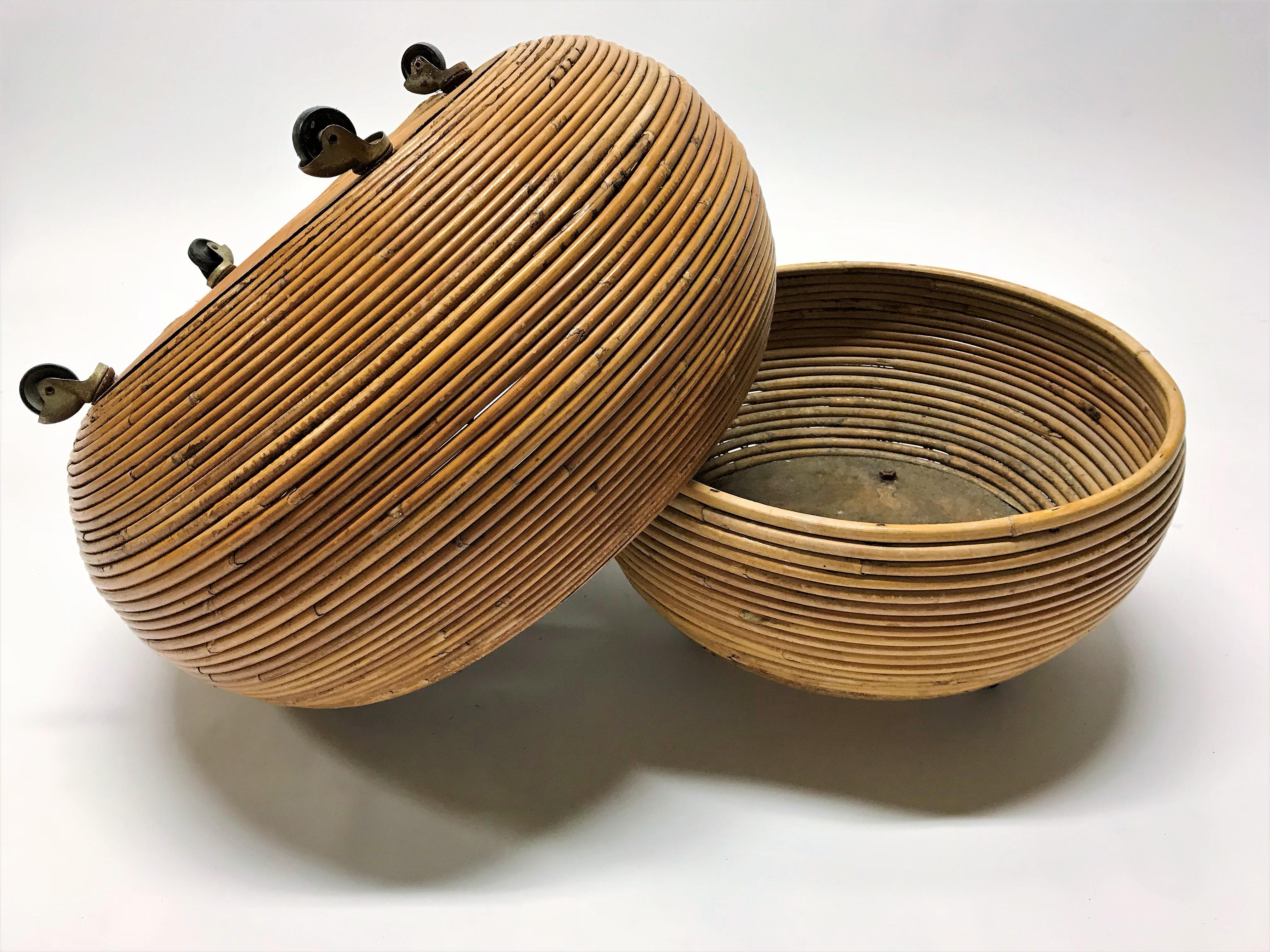 Vintage Bamboo Planters in the Style of Gabriella Crespi, 1960s In Good Condition In HEVERLEE, BE