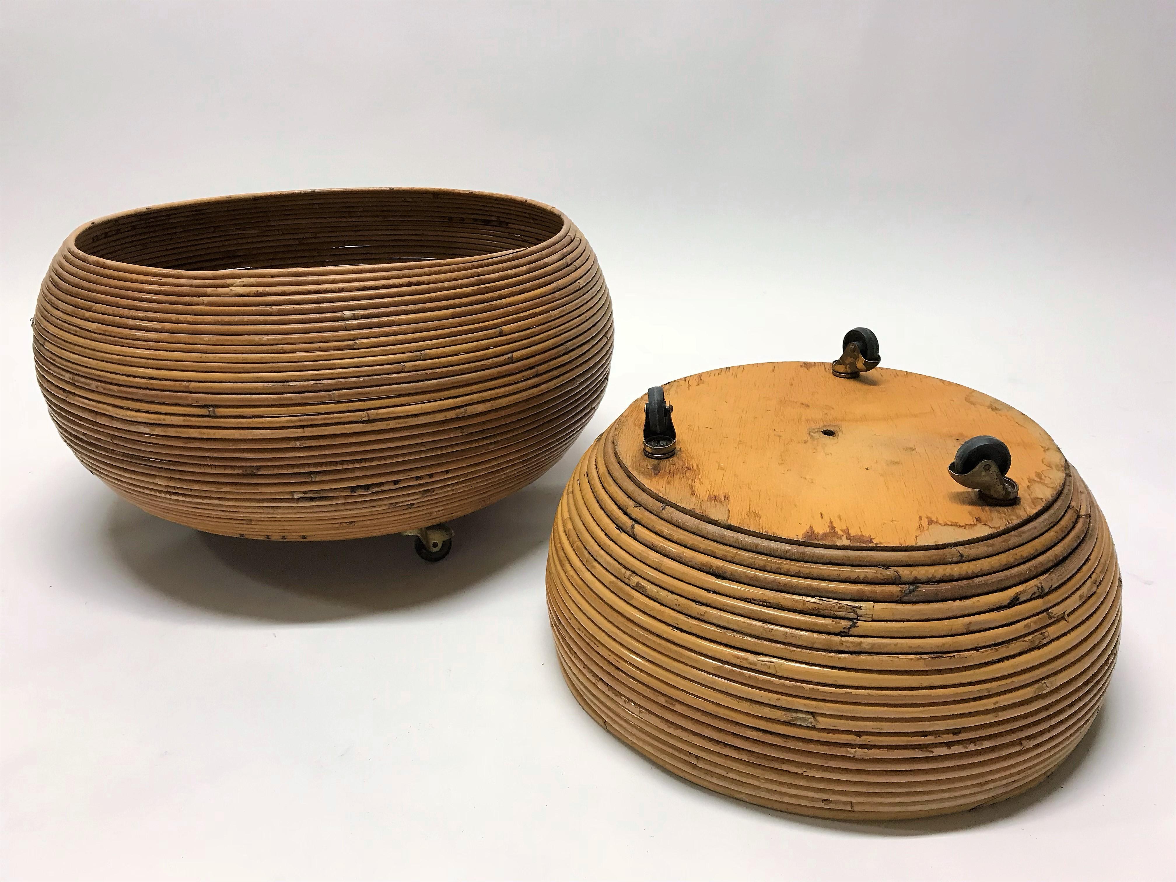 Vintage Bamboo Planters in the Style of Gabriella Crespi, 1960s 2