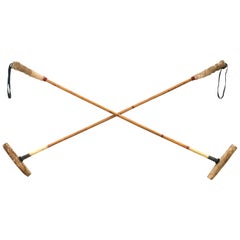Vintage Bamboo Polo Mallets, Pair