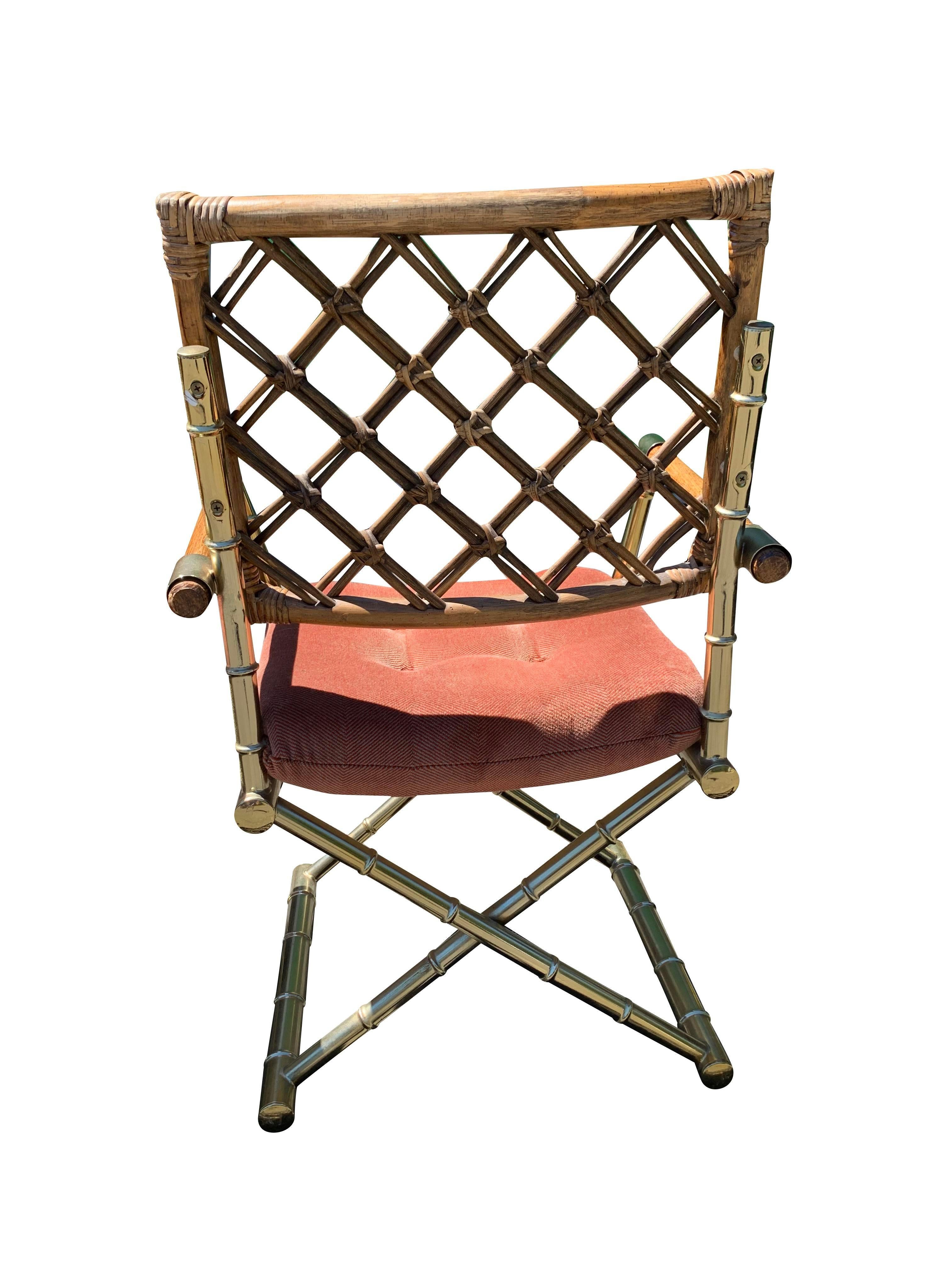 Sedie da pranzo vintage in bambù, rattan e ottone in stile moderno X - Set di 4 in vendita 4