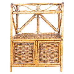 Libreria Etagere con armadi in bambù e rattan vintage