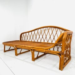 Chaise longue vintage en bambou et rotin