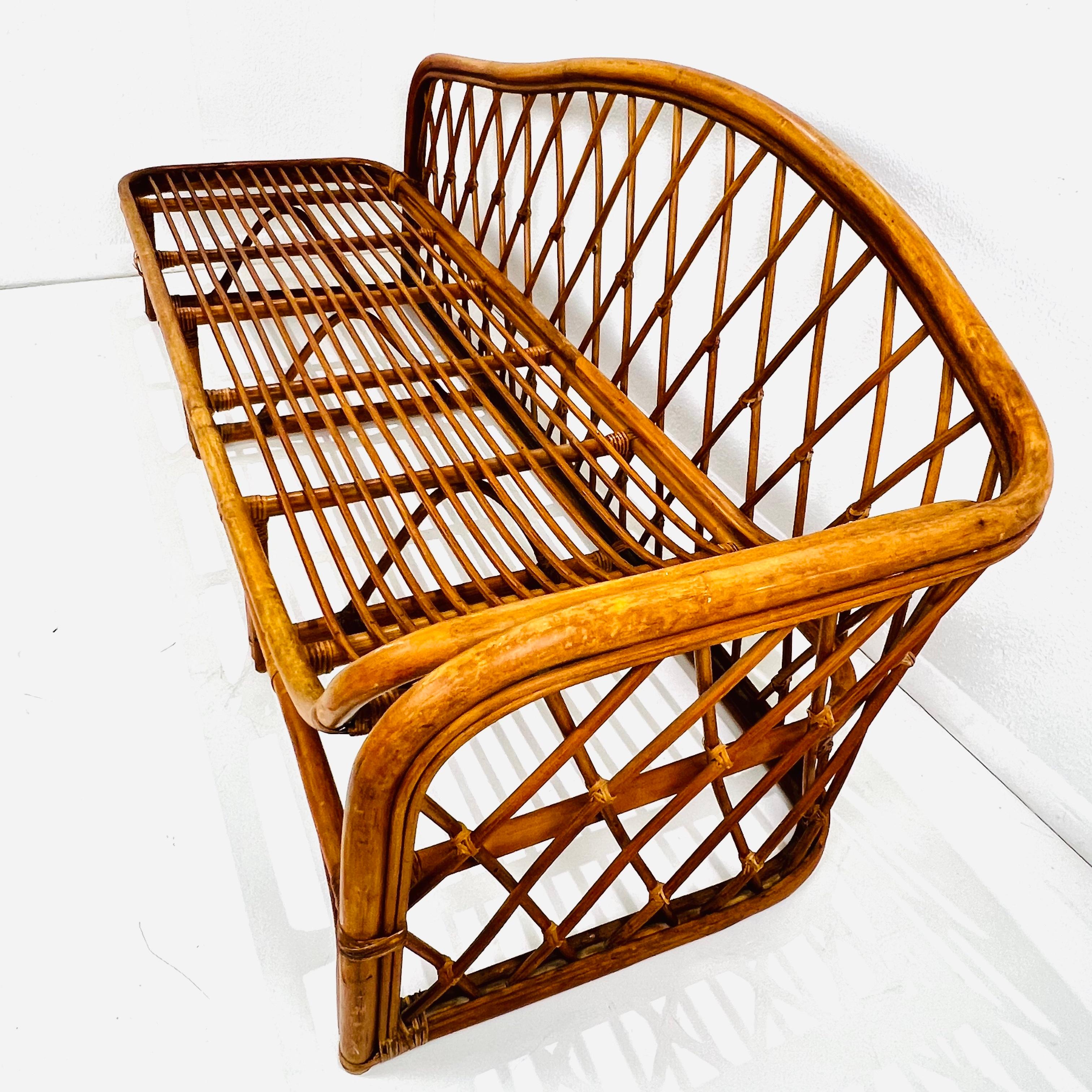 Vintage Bamboo & Rattan Chaise Lounge For Sale 2