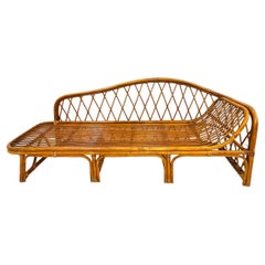 Chaise longue vintage de bambú y ratán