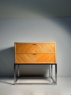 Vintage Bamboo Rattan Chest Drawers End Tables / Night Stands Milo Baughman