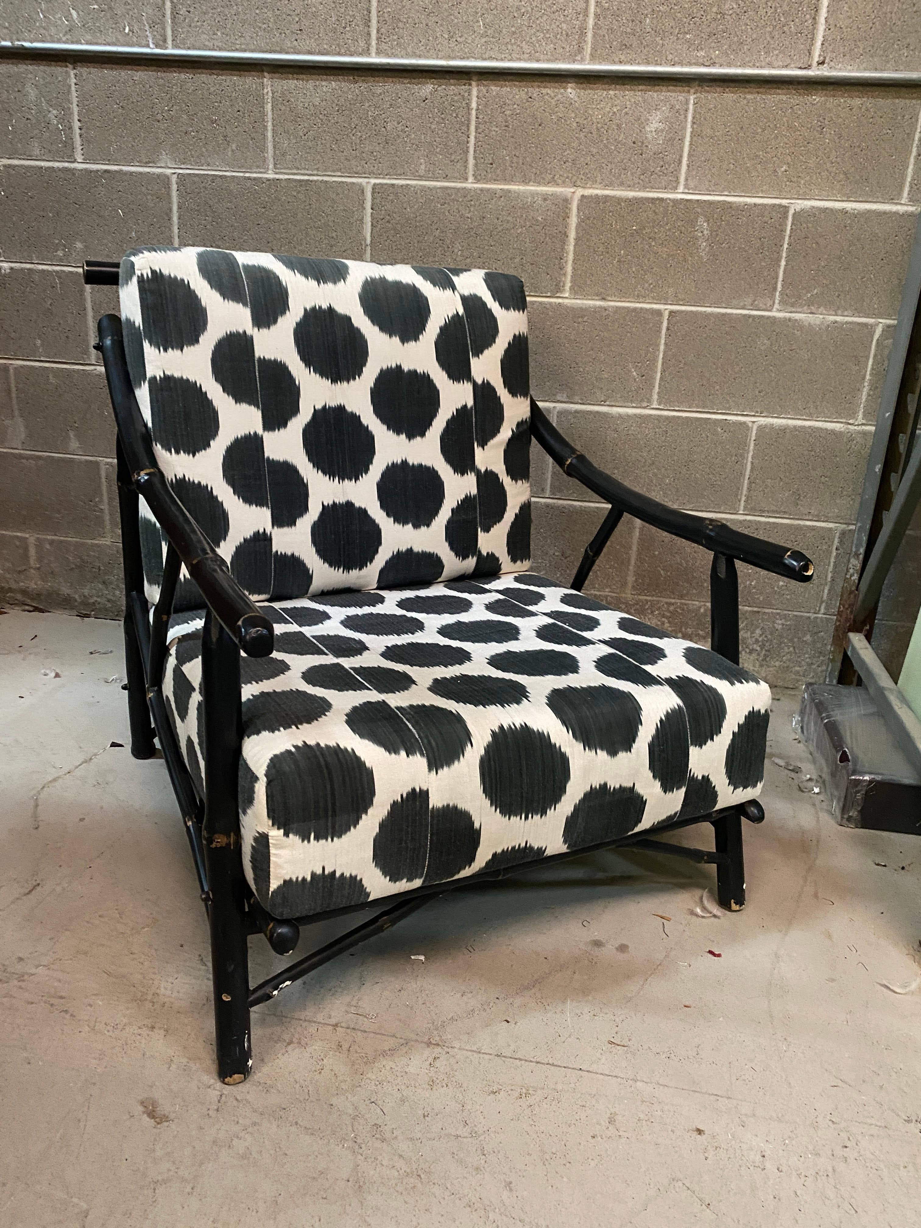 Hand-Crafted Vintage Bamboo Chinoiserie Chippendale Style Lounge Arm Chairs - a Pair