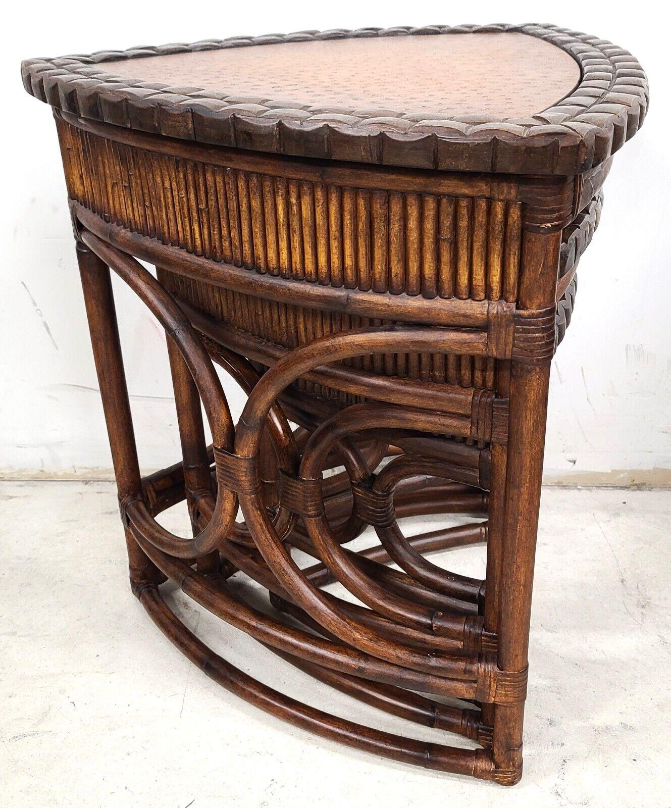 Vintage Bamboo Rattan Coconut Shell Ostrich Nesting Tables, Set of 3 For Sale 6
