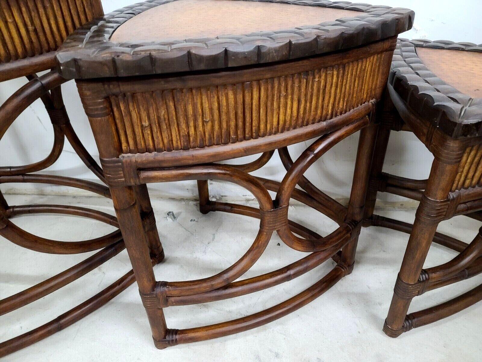 Vintage Bamboo Rattan Coconut Shell Ostrich Nesting Tables, Set of 3 For Sale 4