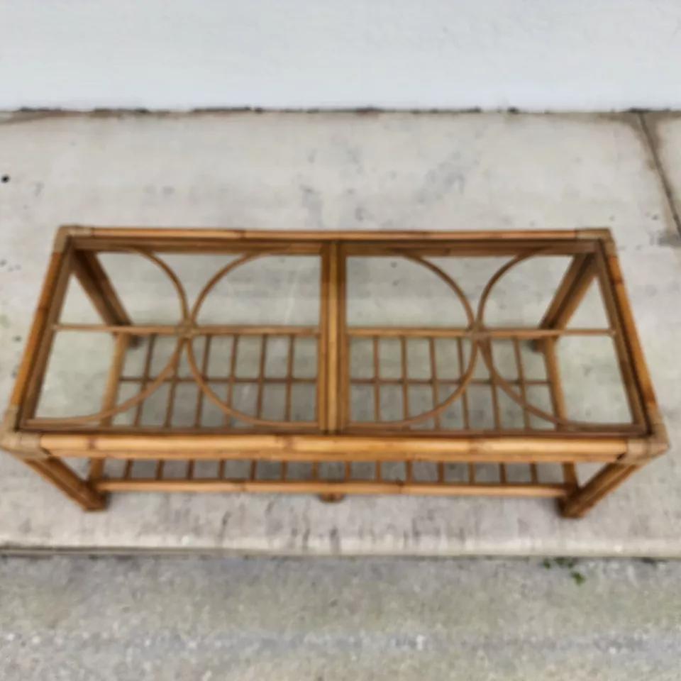 Vintage Bamboo Rattan Coffee Table For Sale 2