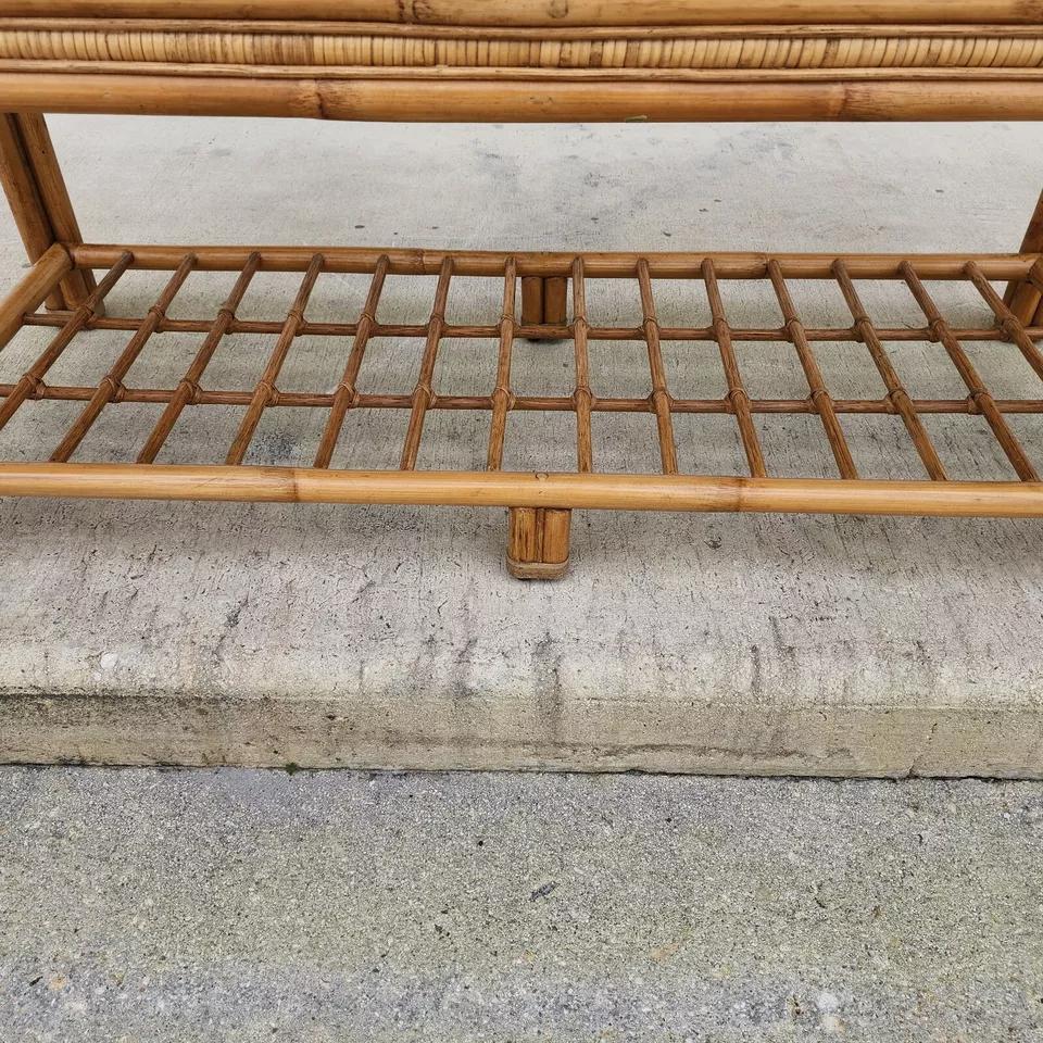 Vintage Bamboo Rattan Coffee Table For Sale 3
