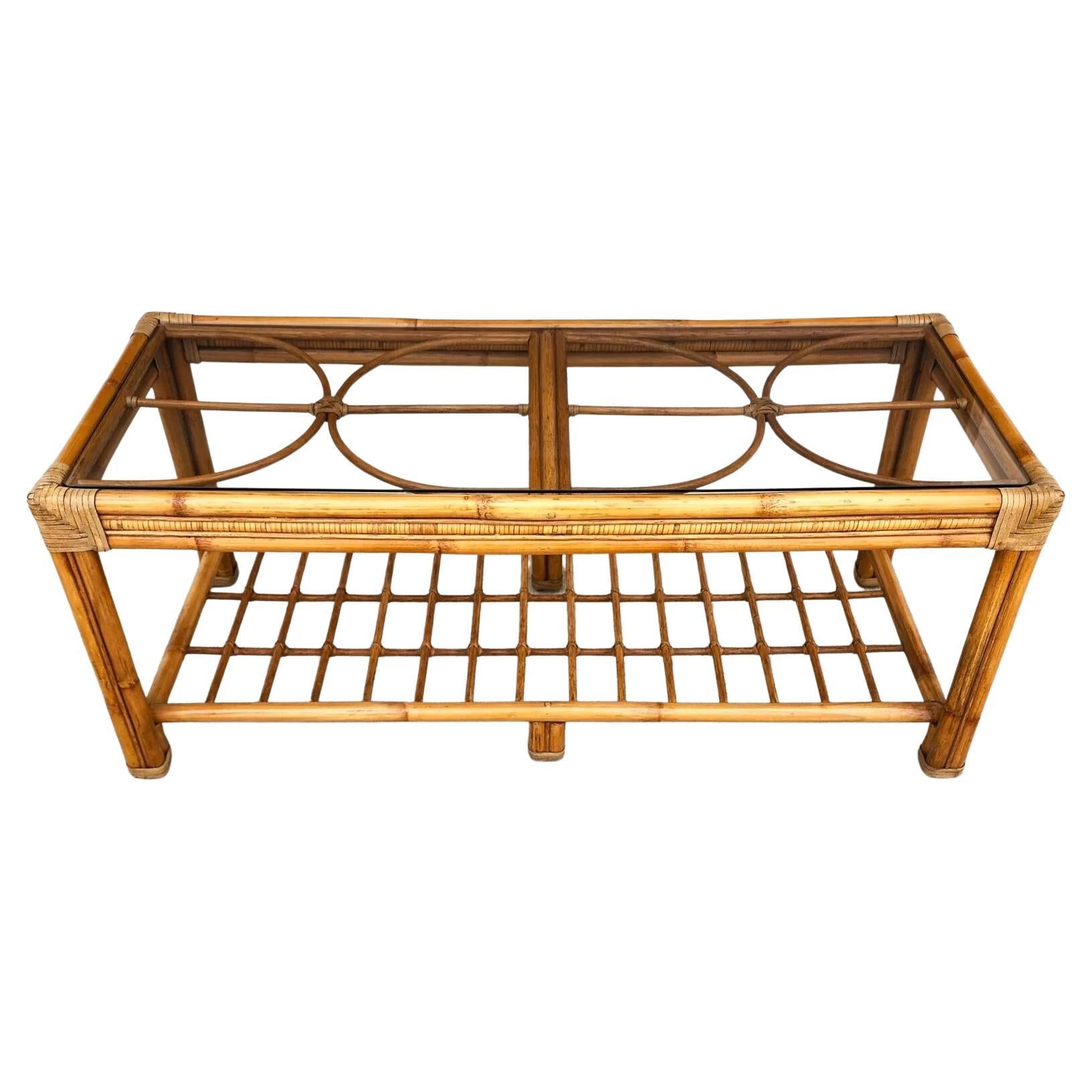 Vintage Bamboo Rattan Coffee Table