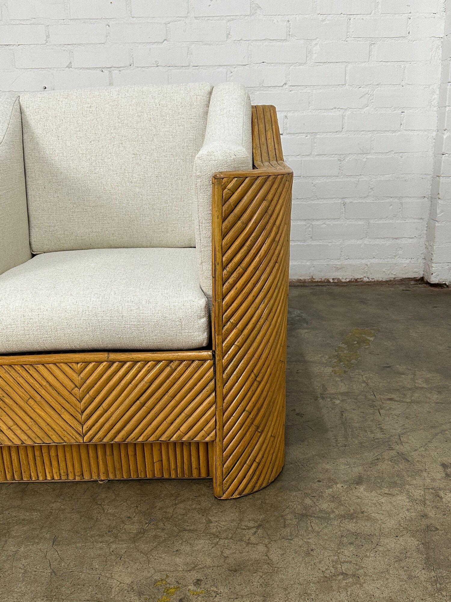 Vintage Bamboo Rattan Lounge Chair- Sold Separately In Good Condition For Sale In Los Angeles, CA