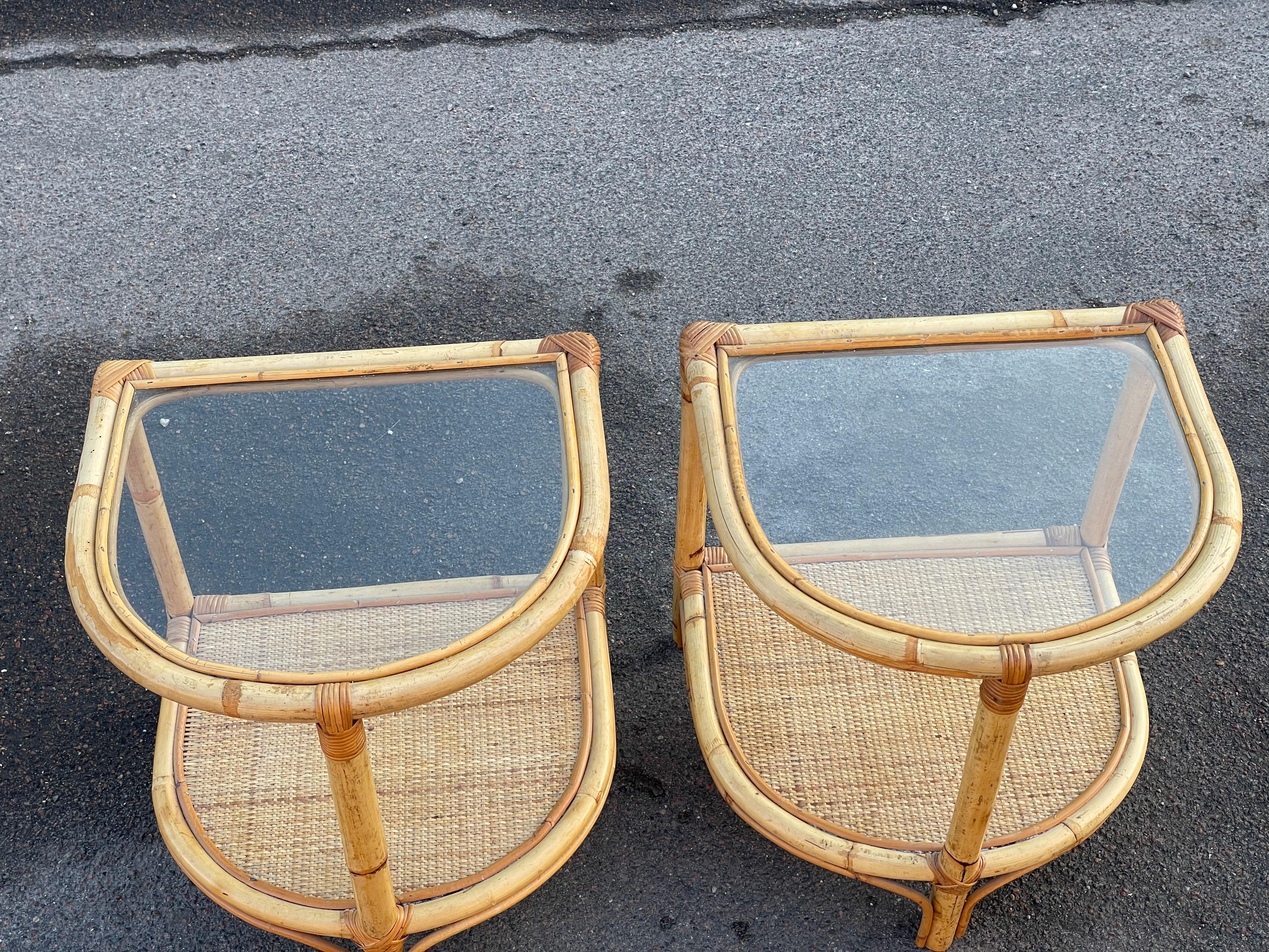 Vintage bamboo rattan nightstands, crafted in Denmark during the 1970s 6