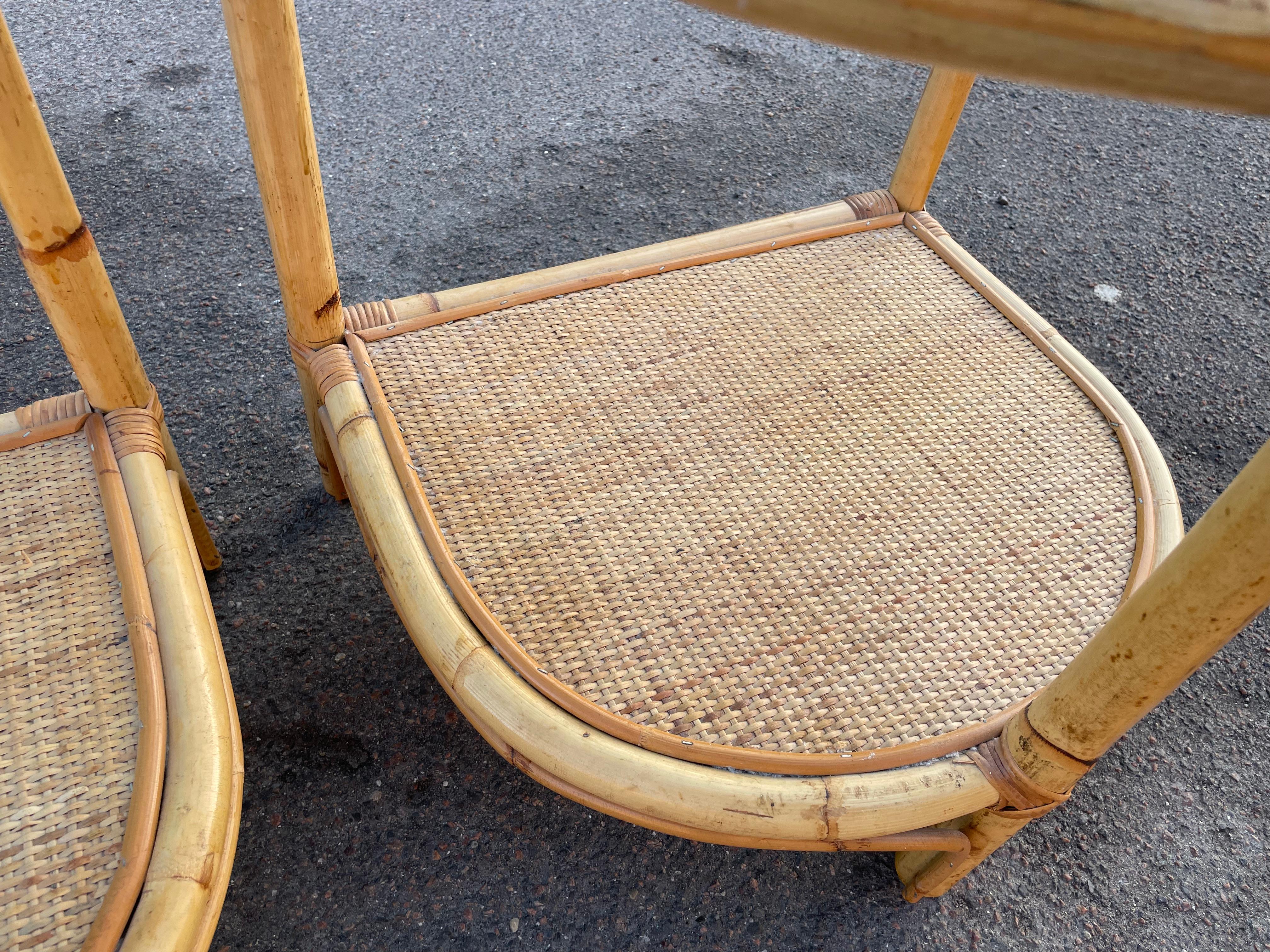 Rattan Vintage bamboo rattan nightstands, crafted in Denmark during the 1970s For Sale