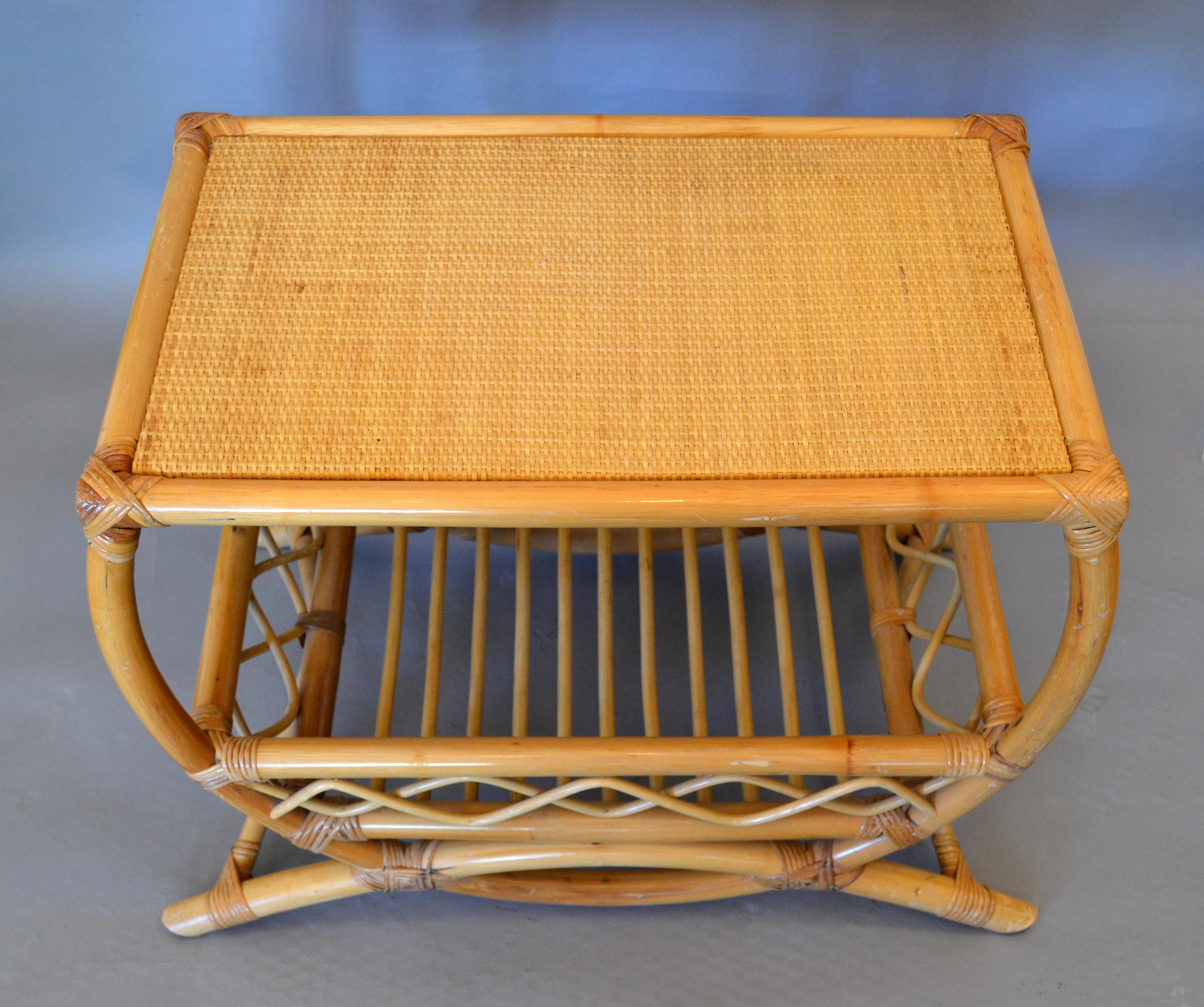 bamboo wicker side table