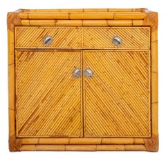 Vintage Bamboo & Rattan Two-Door Cabinet