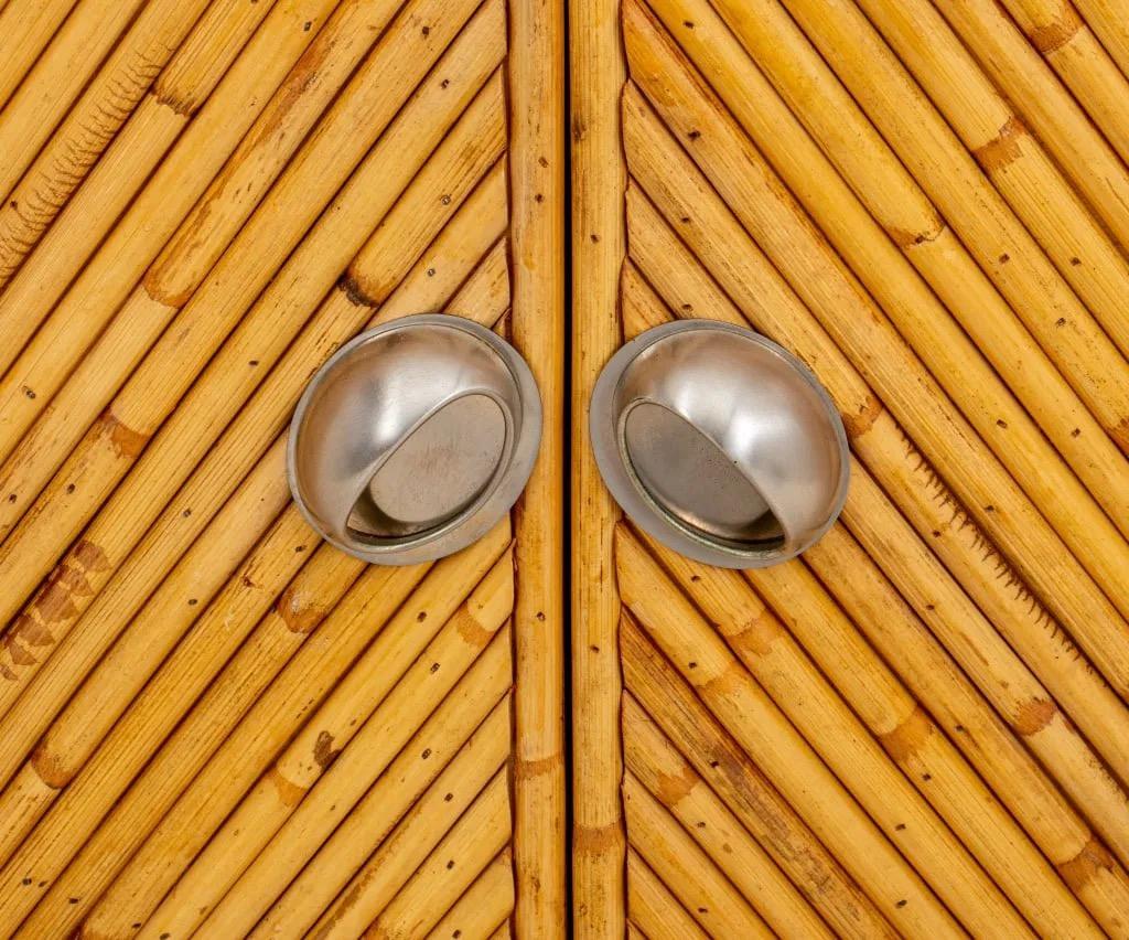 American Vintage Bamboo & Rattan Two-Door Cabinet For Sale