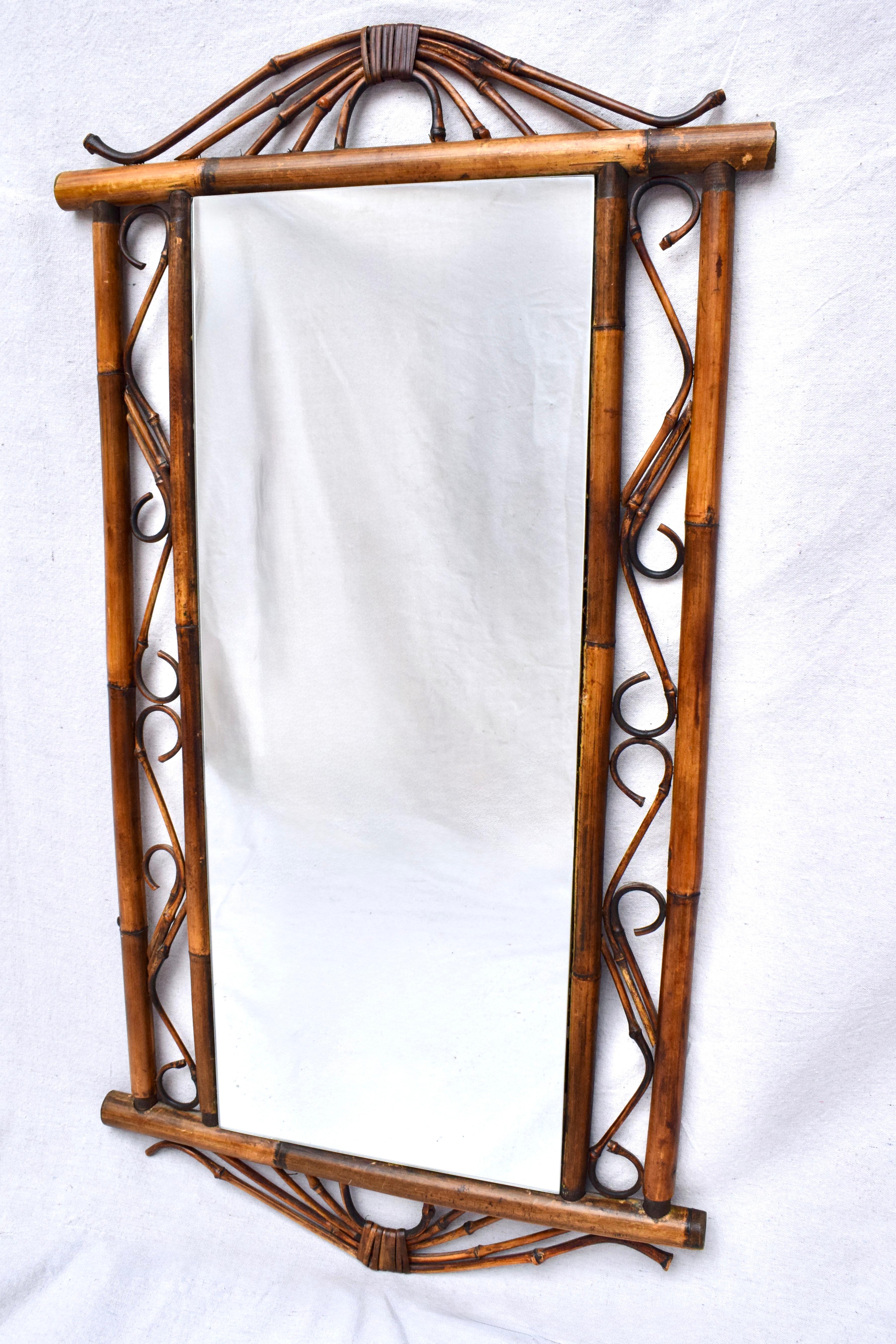 Espejos de pared vintage de ratán y bambú/ Pareja Filipino en venta