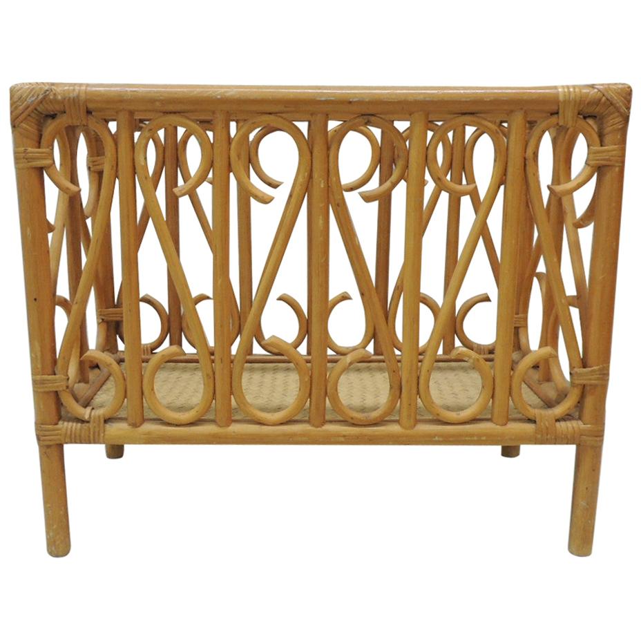 Vintage Bamboo and Rattan Rectangular Coffee Table For Sale at 1stDibs