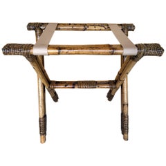 Vintage Bamboo Reed & Willow Luggage Rack/ Tray Table Stand