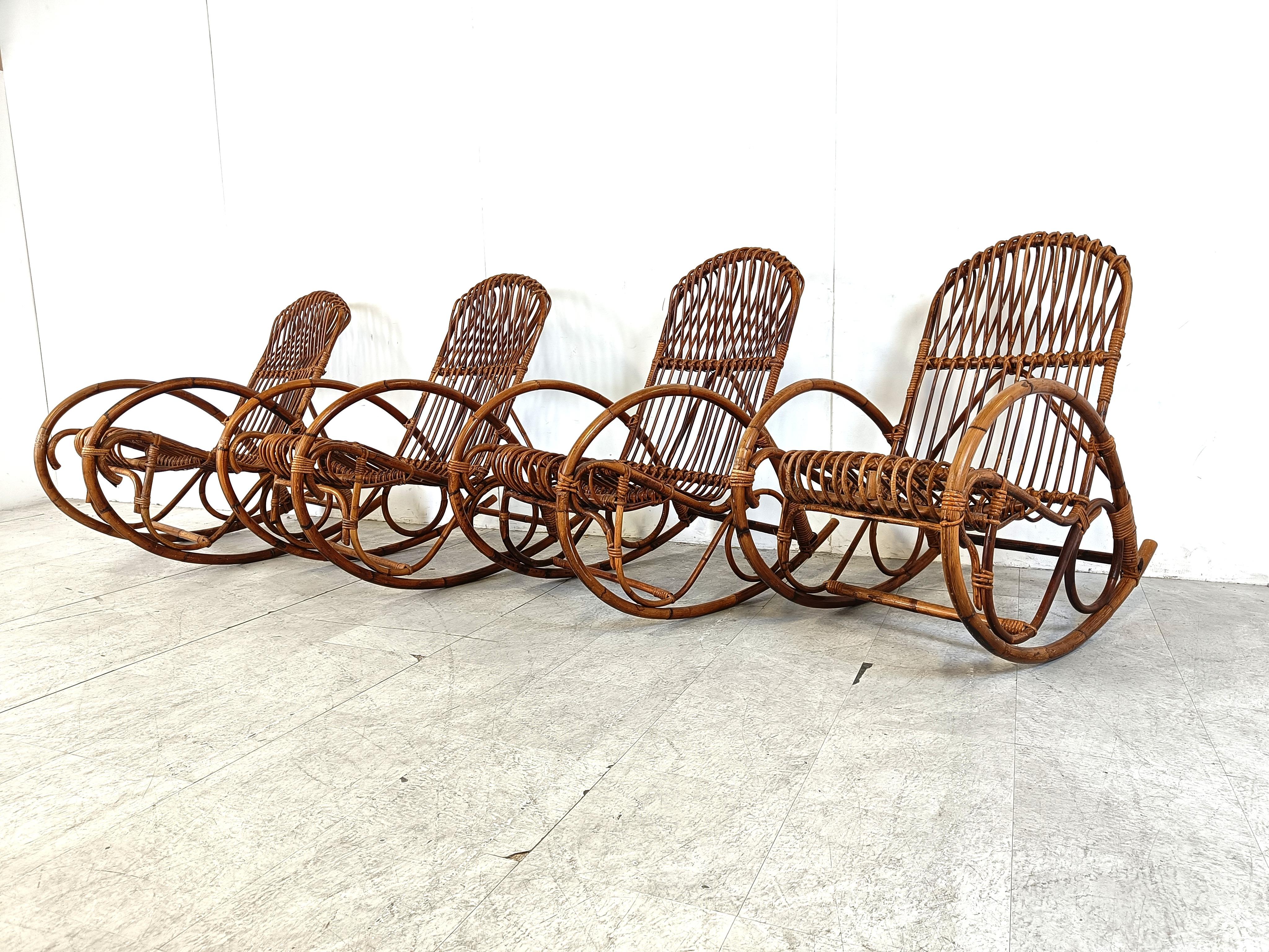 Vintage bamboo rocking chairs, 1960s For Sale 9