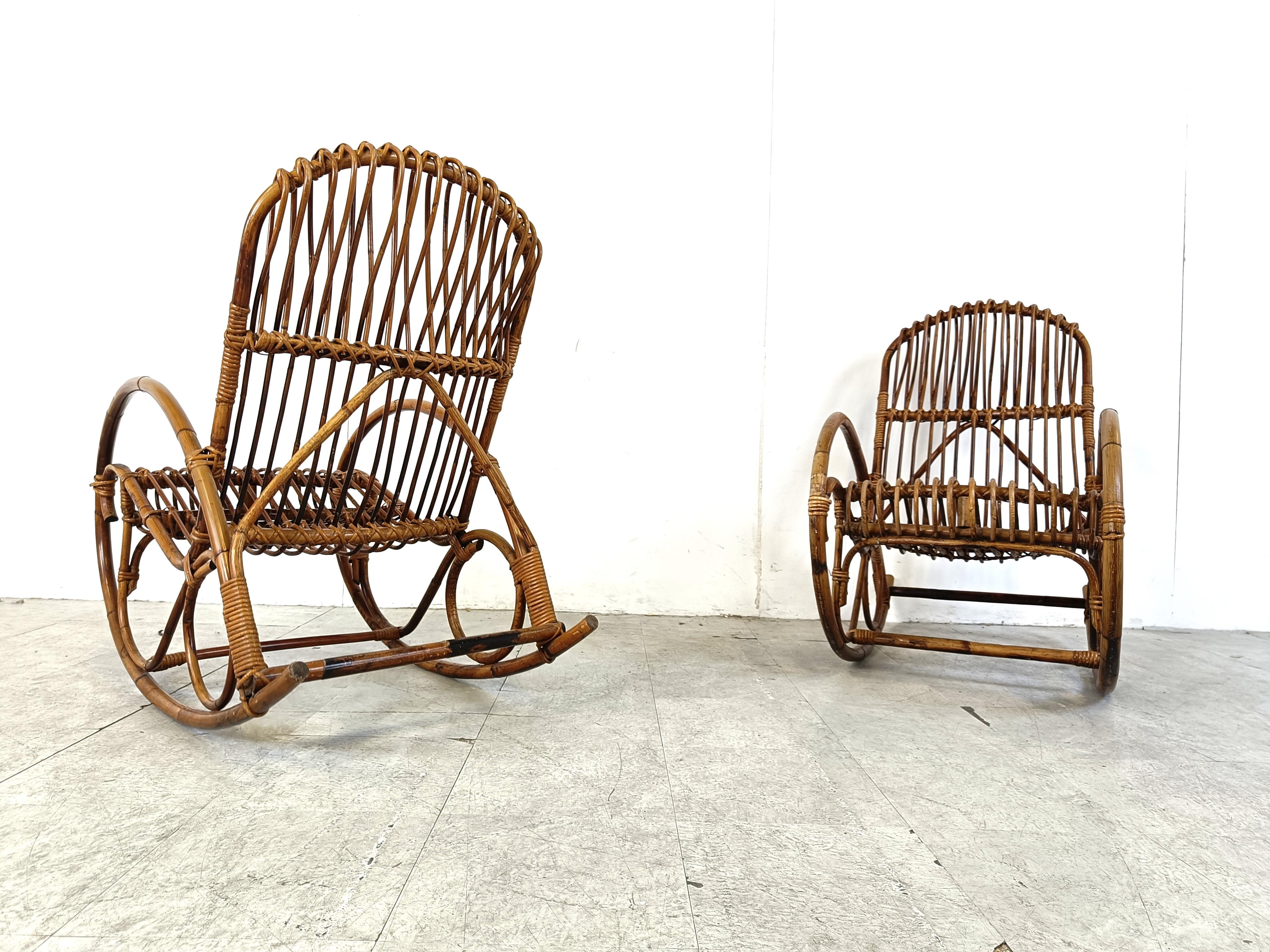 Vintage bamboo rocking chairs, 1960s For Sale 10