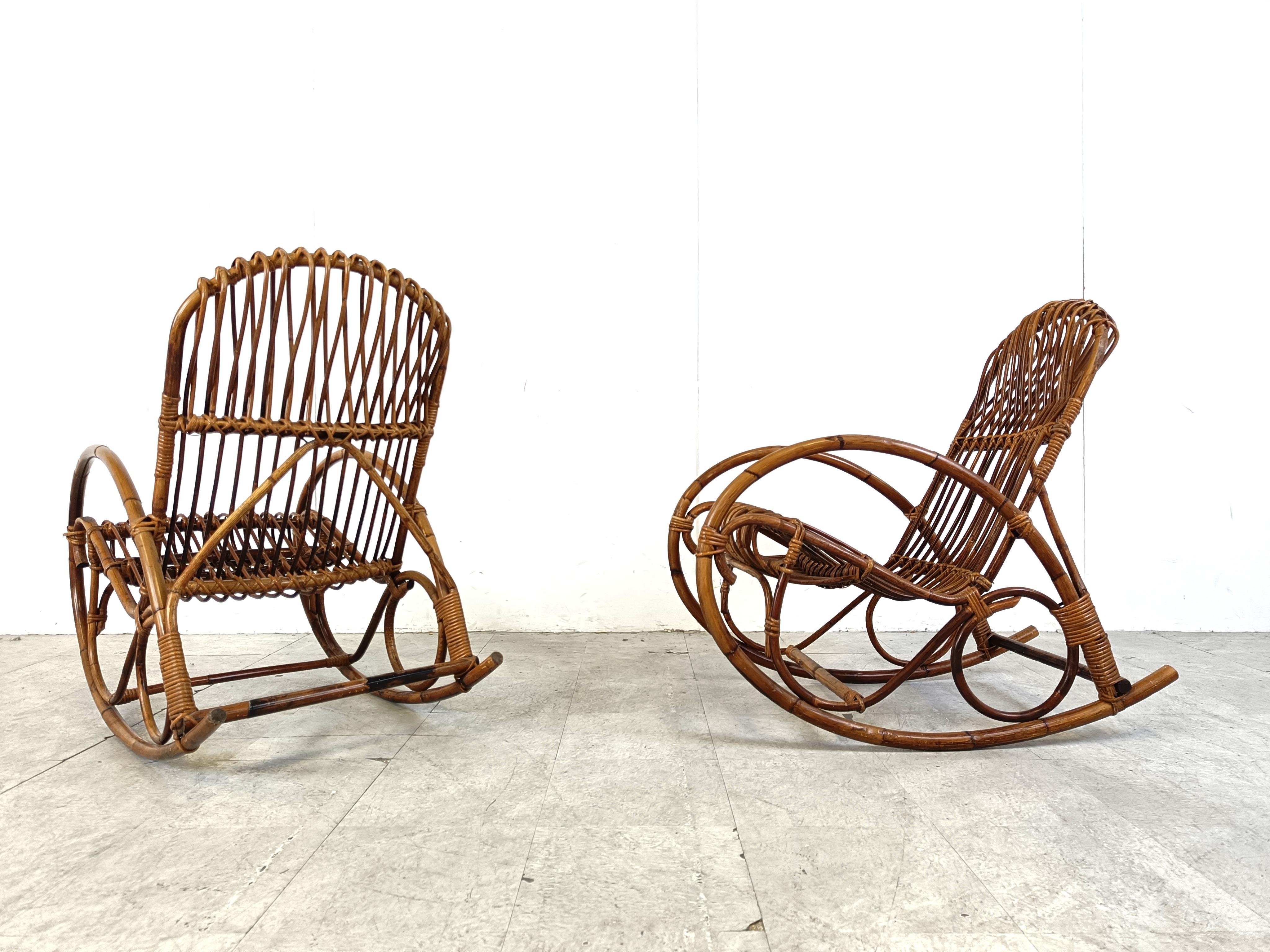 Vintage bamboo rocking chairs, 1960s For Sale 11