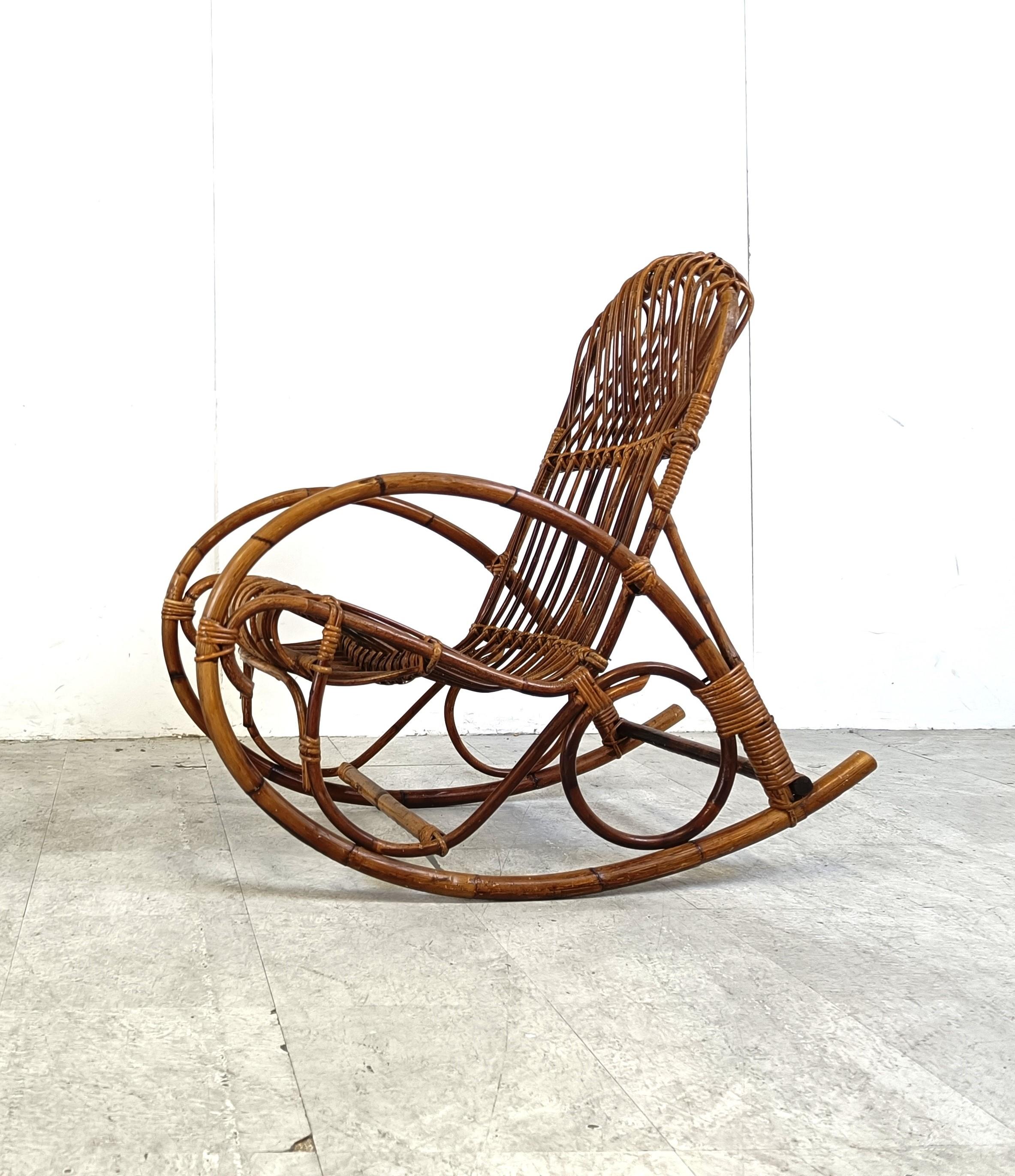 Vintage bamboo rocking chairs, 1960s For Sale 12