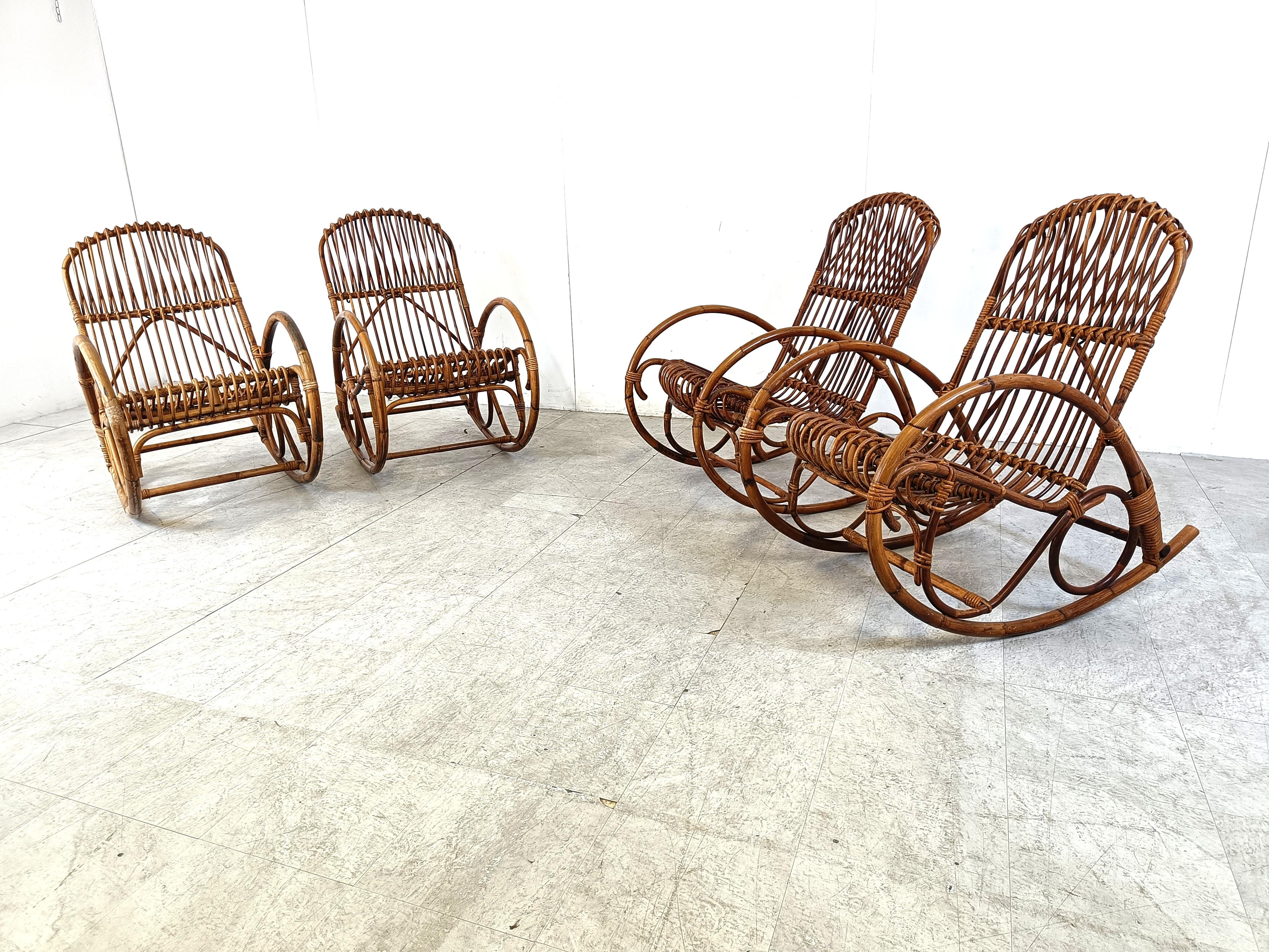 Italian Vintage bamboo rocking chairs, 1960s For Sale