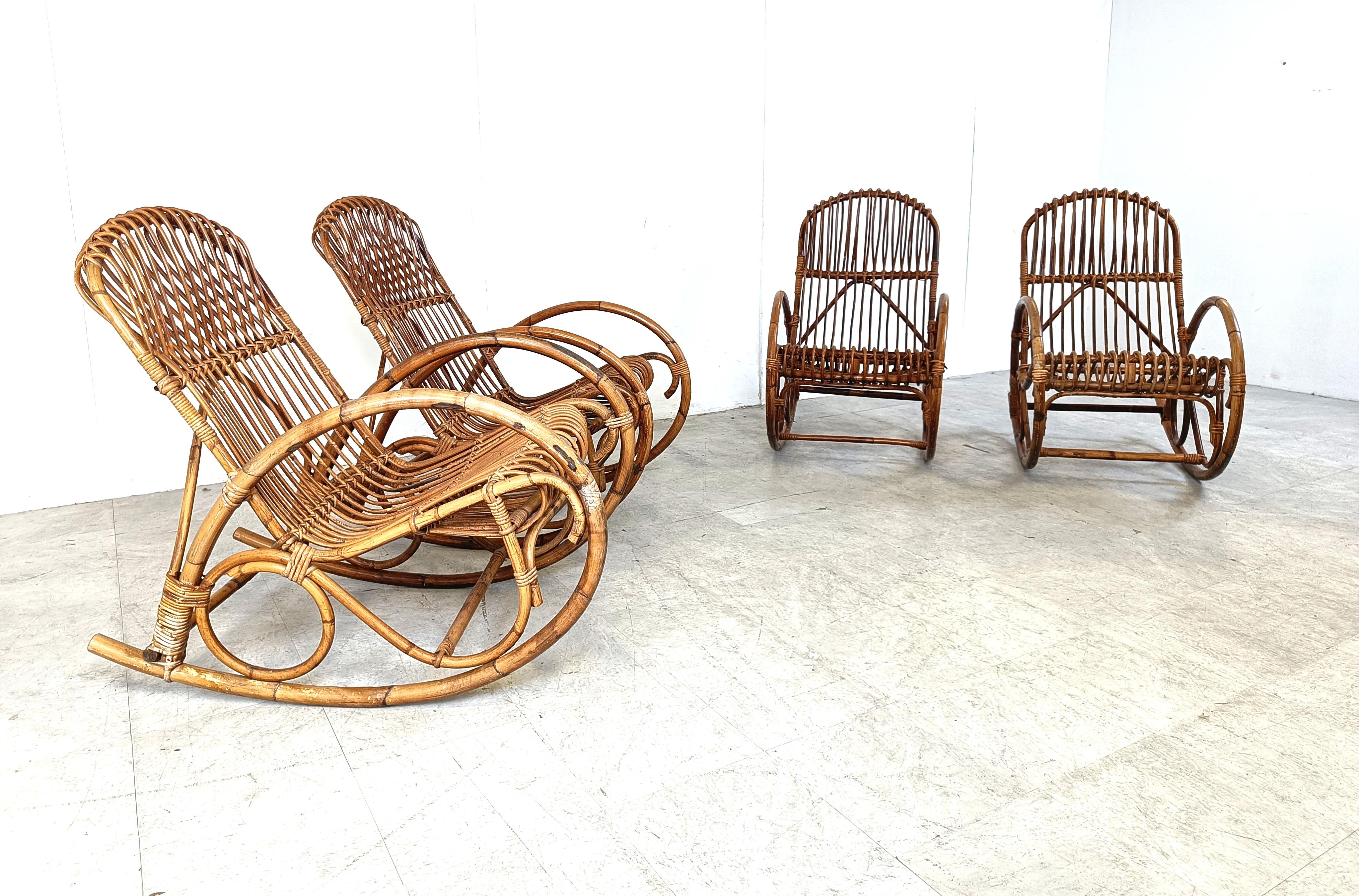 Vintage bamboo rocking chairs, 1960s In Good Condition For Sale In Leuven, Vlaams Gewest