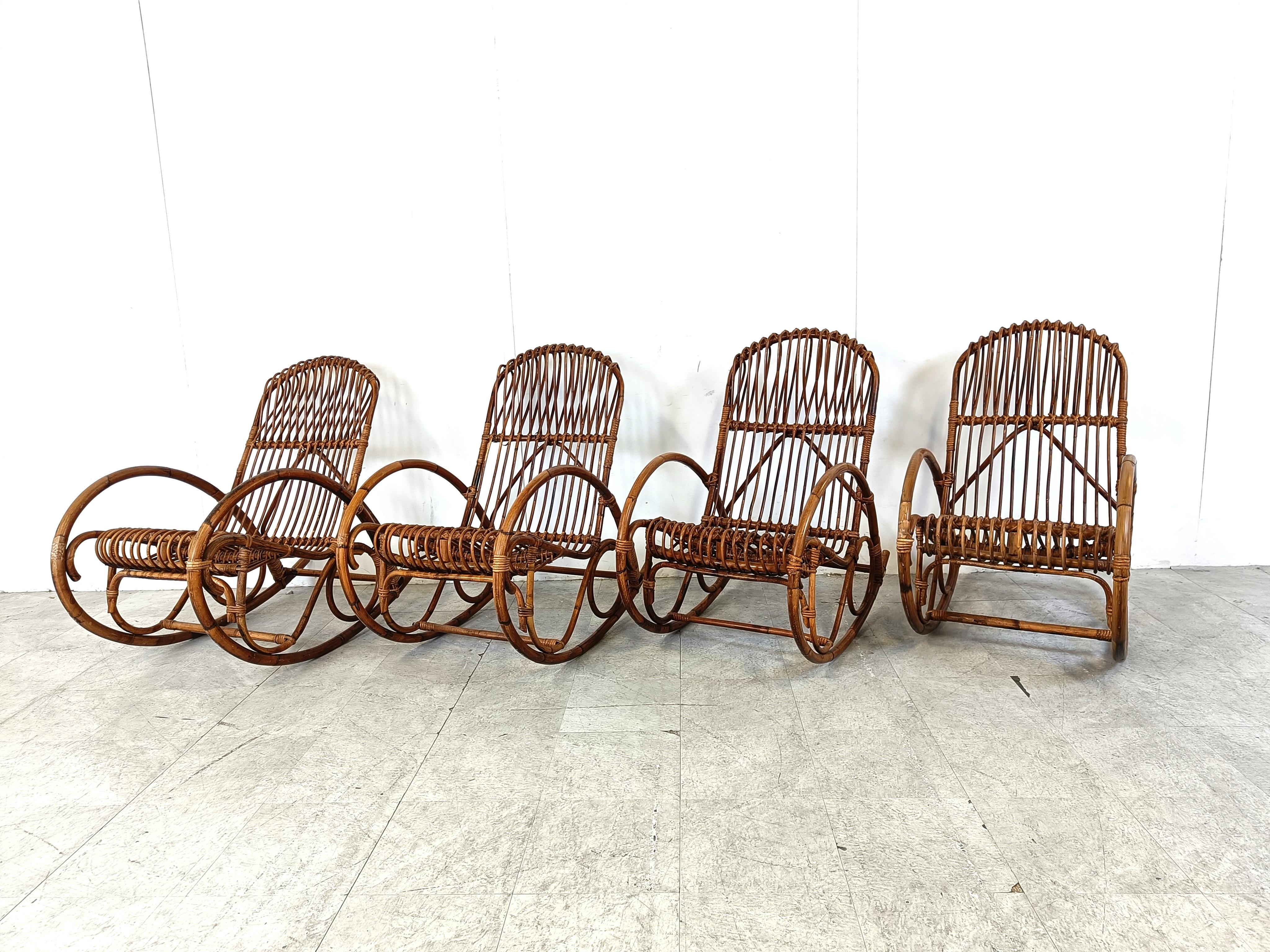 Mid-20th Century Vintage bamboo rocking chairs, 1960s For Sale
