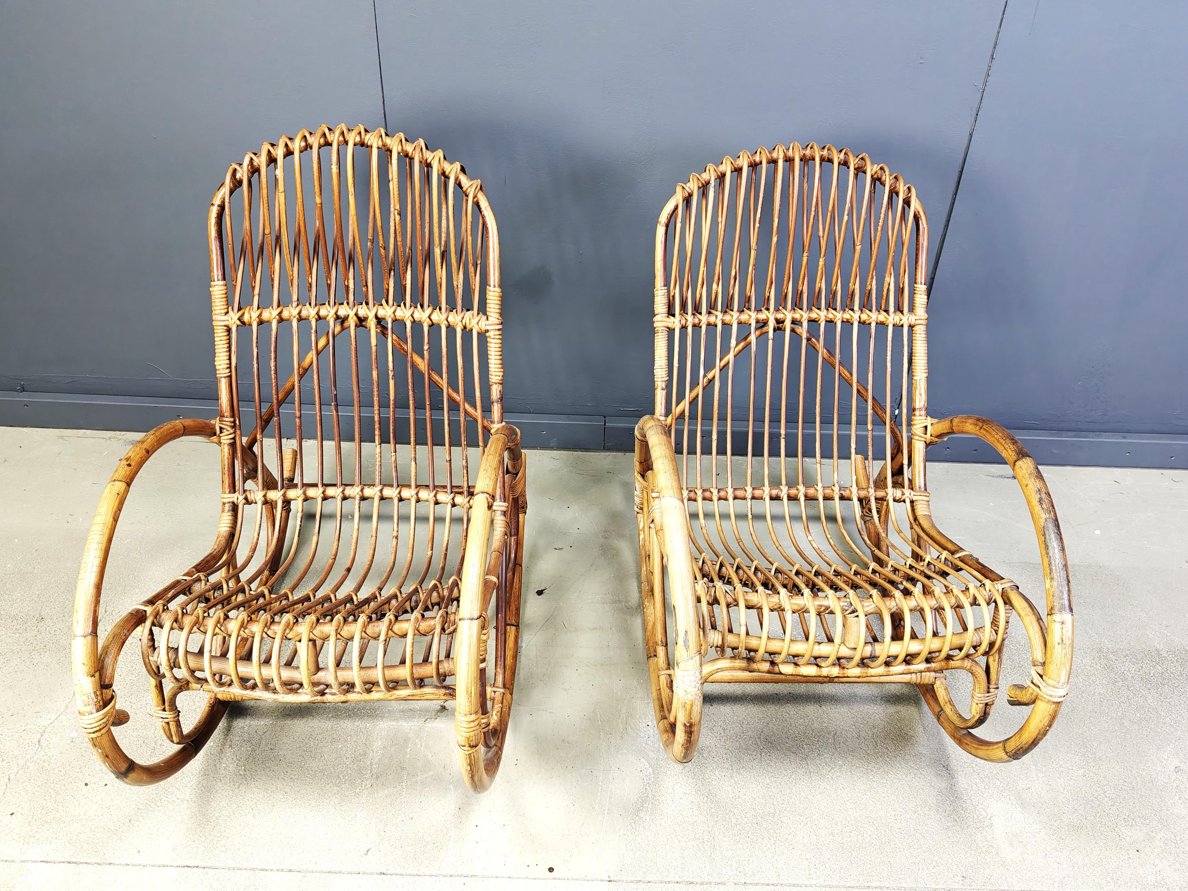Sedie a dondolo in bambù vintage, anni '60 - set di 2 in vendita 3