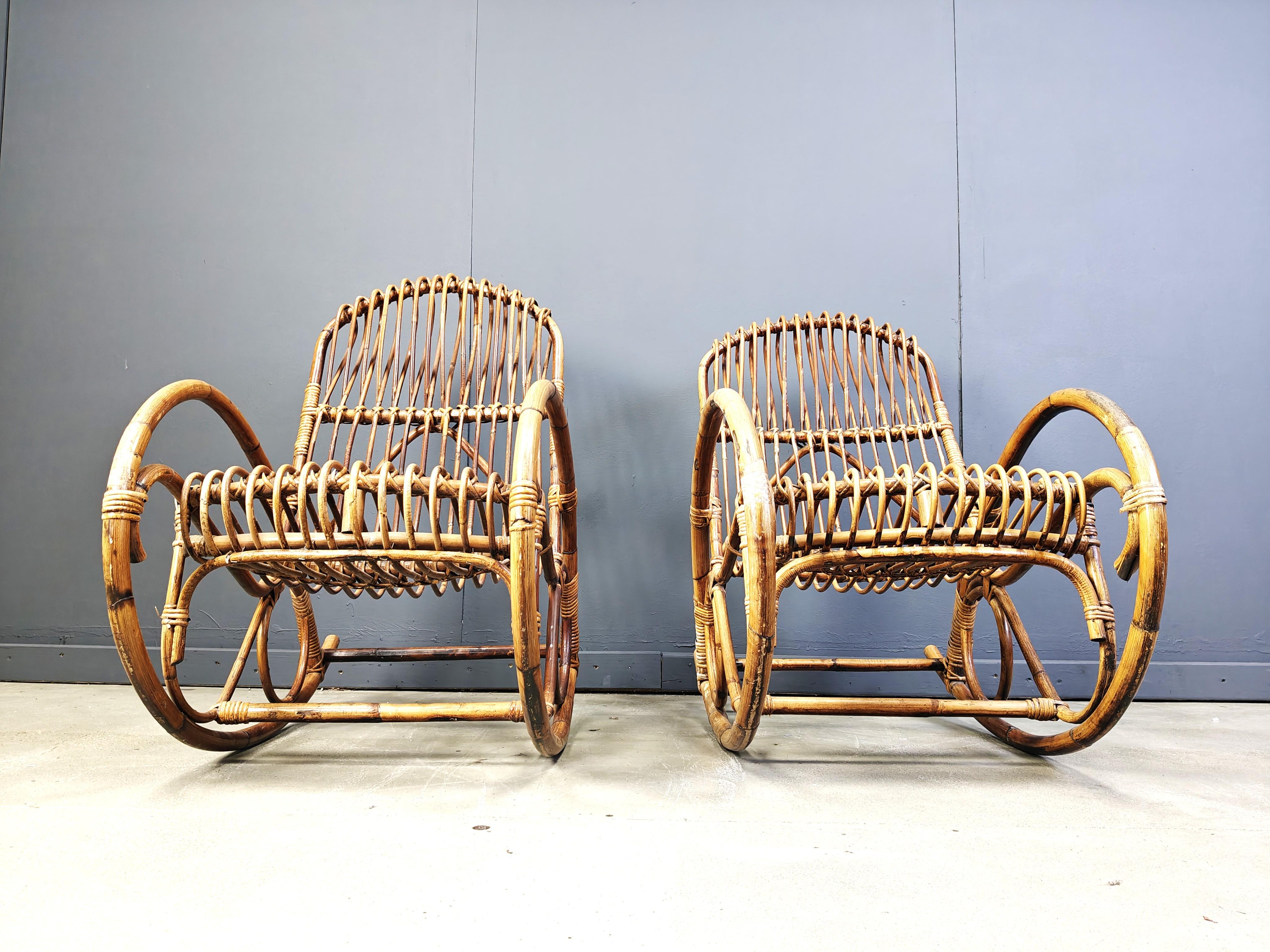 Sedie a dondolo in bambù vintage, anni '60 - set di 2 in vendita 1