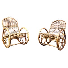 Vintage bamboo rocking chairs, 1960s - set of 2
