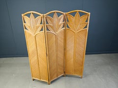 Vintage bamboo room divider or folding screen 1970s
